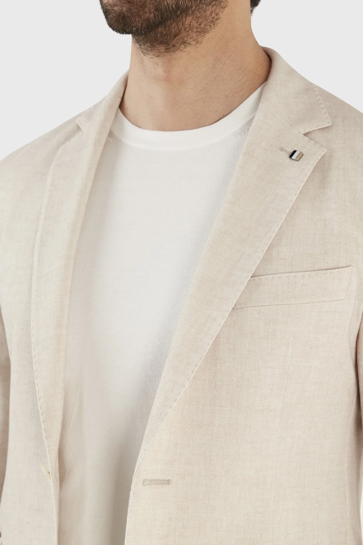 Boss Streç Pamuklu Slim Fit Çift Yırtmaçlı Blazer Erkek Ceket 50491667 271 BEJ - 6