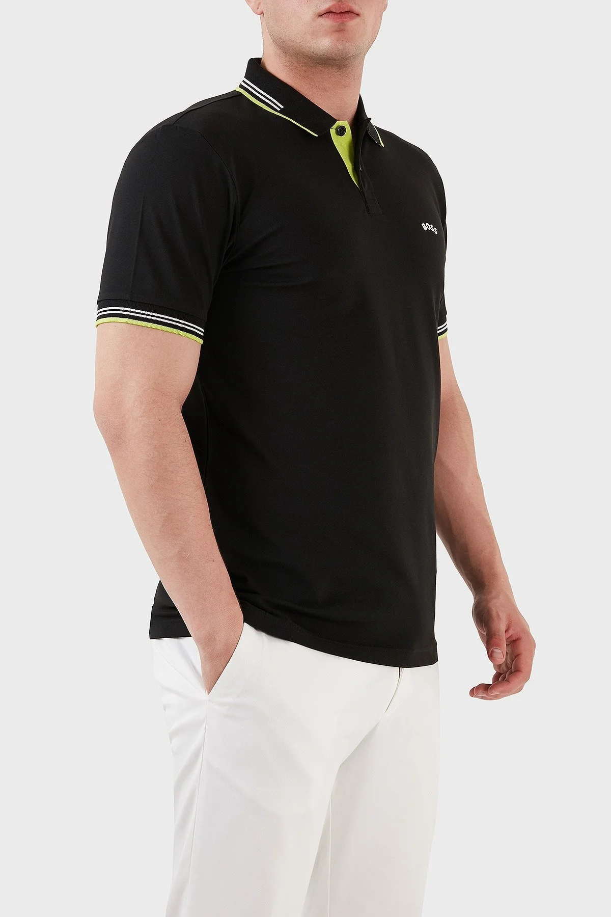 Boss Streç Pamuklu Slim Fit Düğmeli Erkek Polo T Shirt 50469245 006 SİYAH - 2