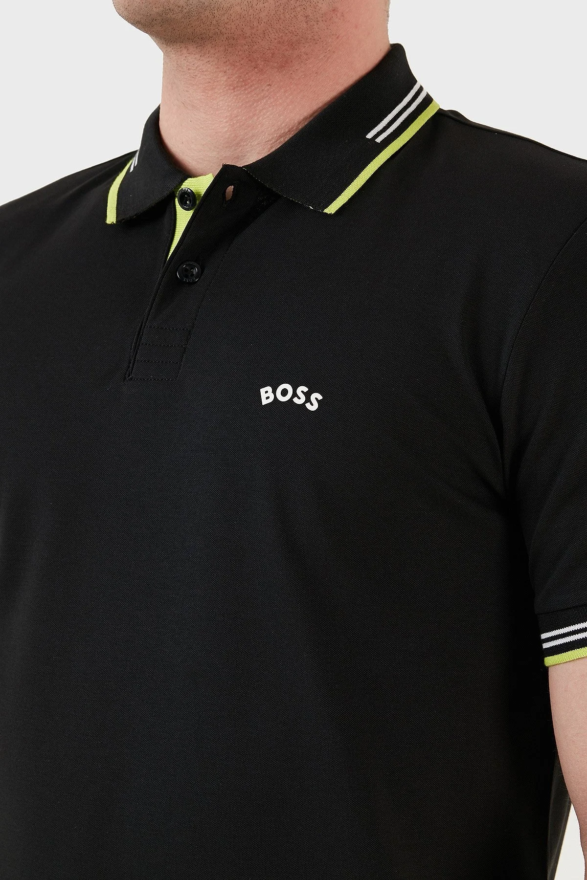 Boss Streç Pamuklu Slim Fit Düğmeli Erkek Polo T Shirt 50469245 006 SİYAH - 4
