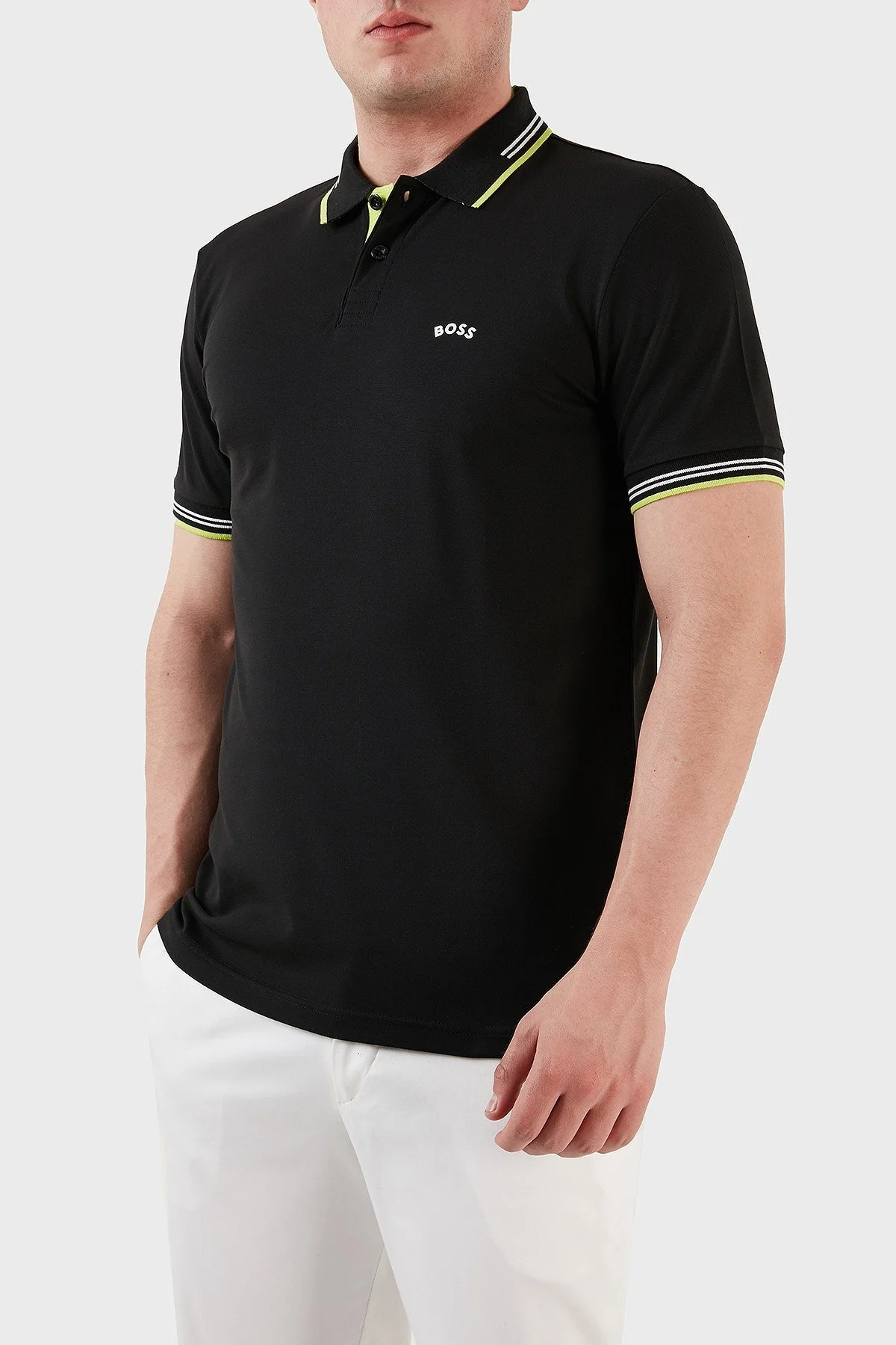 Boss Streç Pamuklu Slim Fit Düğmeli Erkek Polo T Shirt 50469245 006 SİYAH - 6