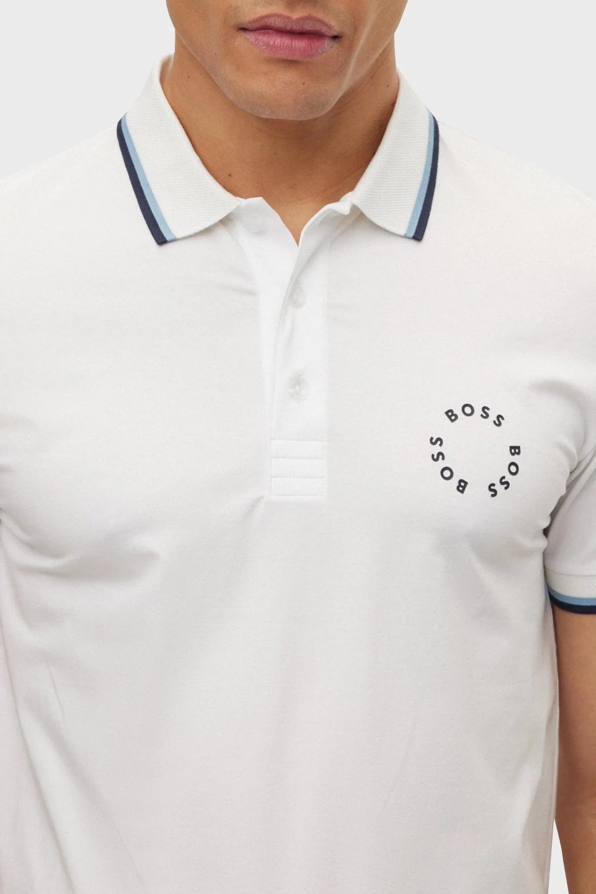 Boss Streç Pamuklu Slim Fit Düğmeli Erkek Polo T Shirt 50488777 100 BEYAZ - 4