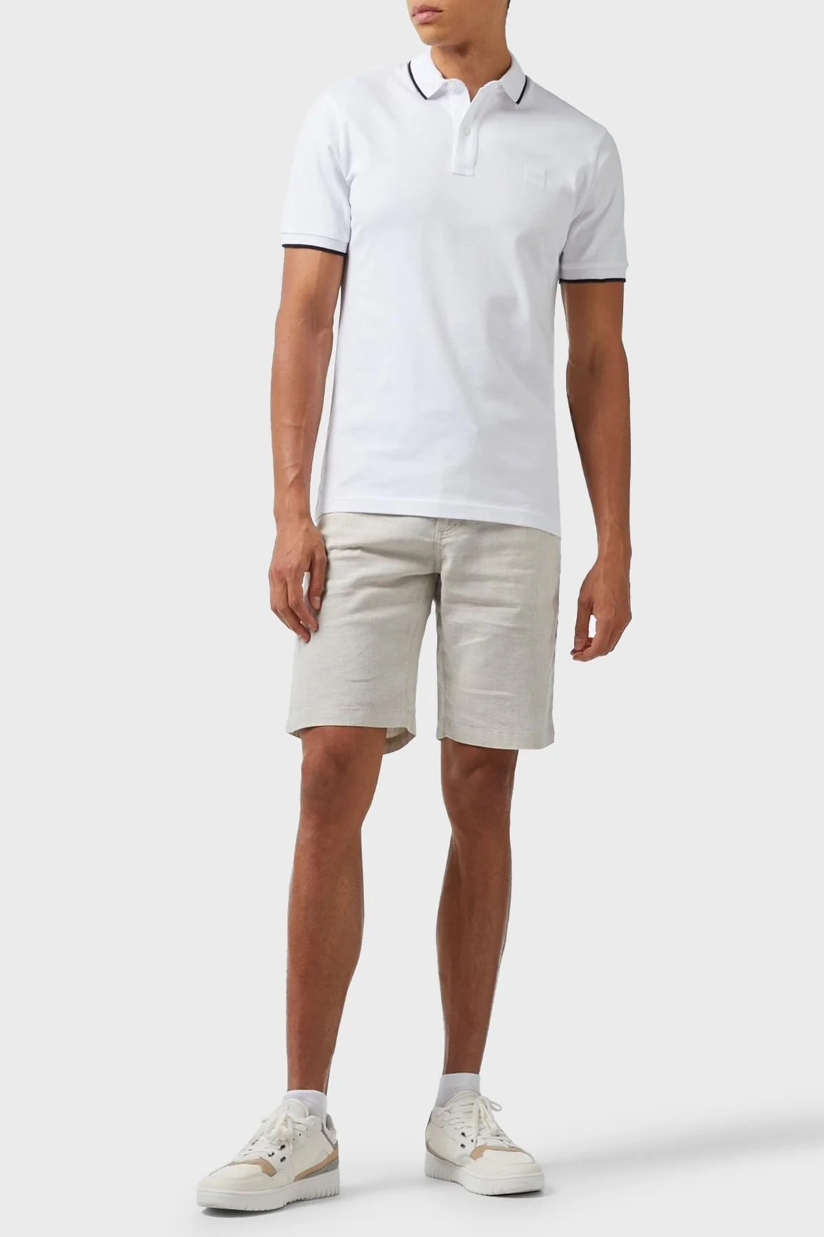 Boss Streç Pamuklu Slim Fit Düğmeli Erkek Polo Yaka T Shirt 50507699 100 BEYAZ - 2