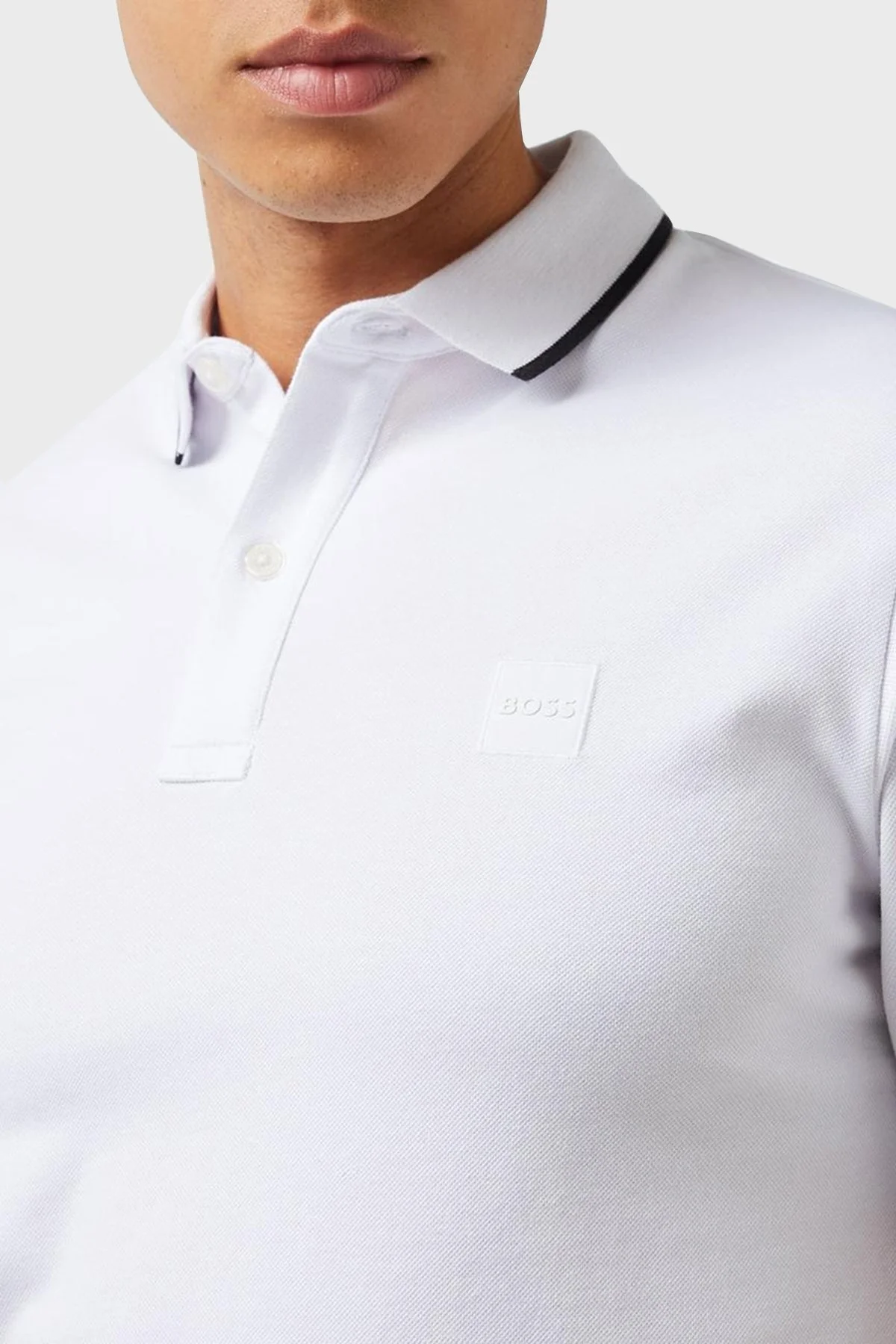 Boss Streç Pamuklu Slim Fit Düğmeli Erkek Polo Yaka T Shirt 50507699 100 BEYAZ - 4