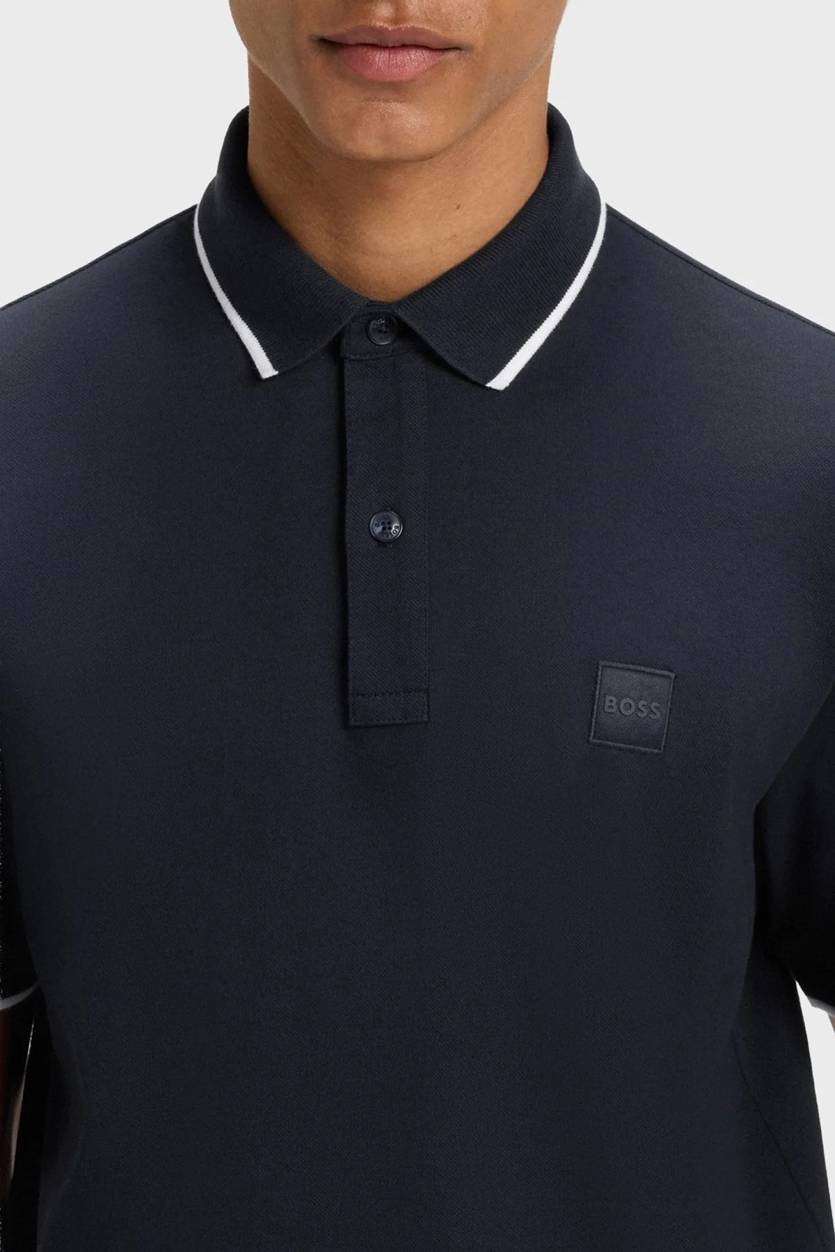 Boss Streç Pamuklu Slim Fit Düğmeli Erkek Polo Yaka T Shirt 50507699 404 LACİVERT - 9