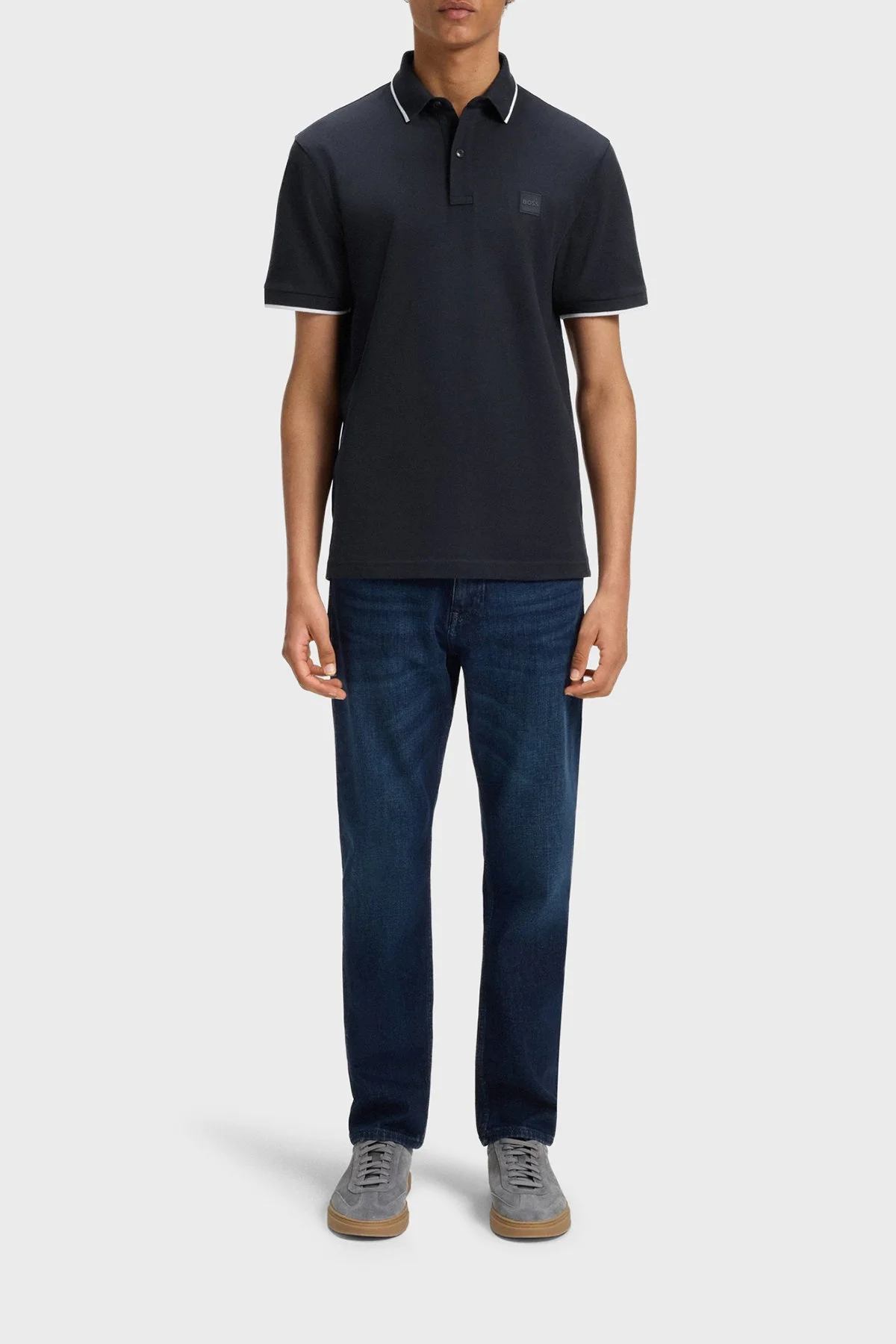 Boss Streç Pamuklu Slim Fit Düğmeli Erkek Polo Yaka T Shirt 50507699 404 LACİVERT - 2