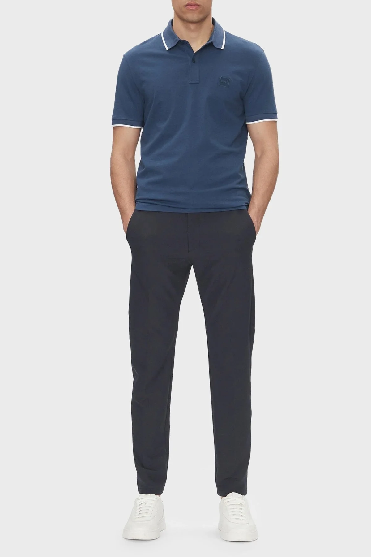 Boss Streç Pamuklu Slim Fit Düğmeli Erkek Polo Yaka T Shirt 50507699 466 LACİVERT - 7