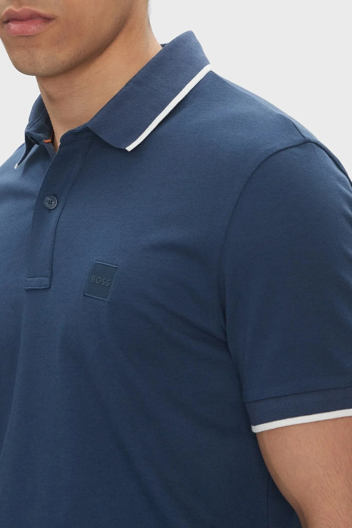Boss Streç Pamuklu Slim Fit Düğmeli Erkek Polo Yaka T Shirt 50507699 466 LACİVERT - 9