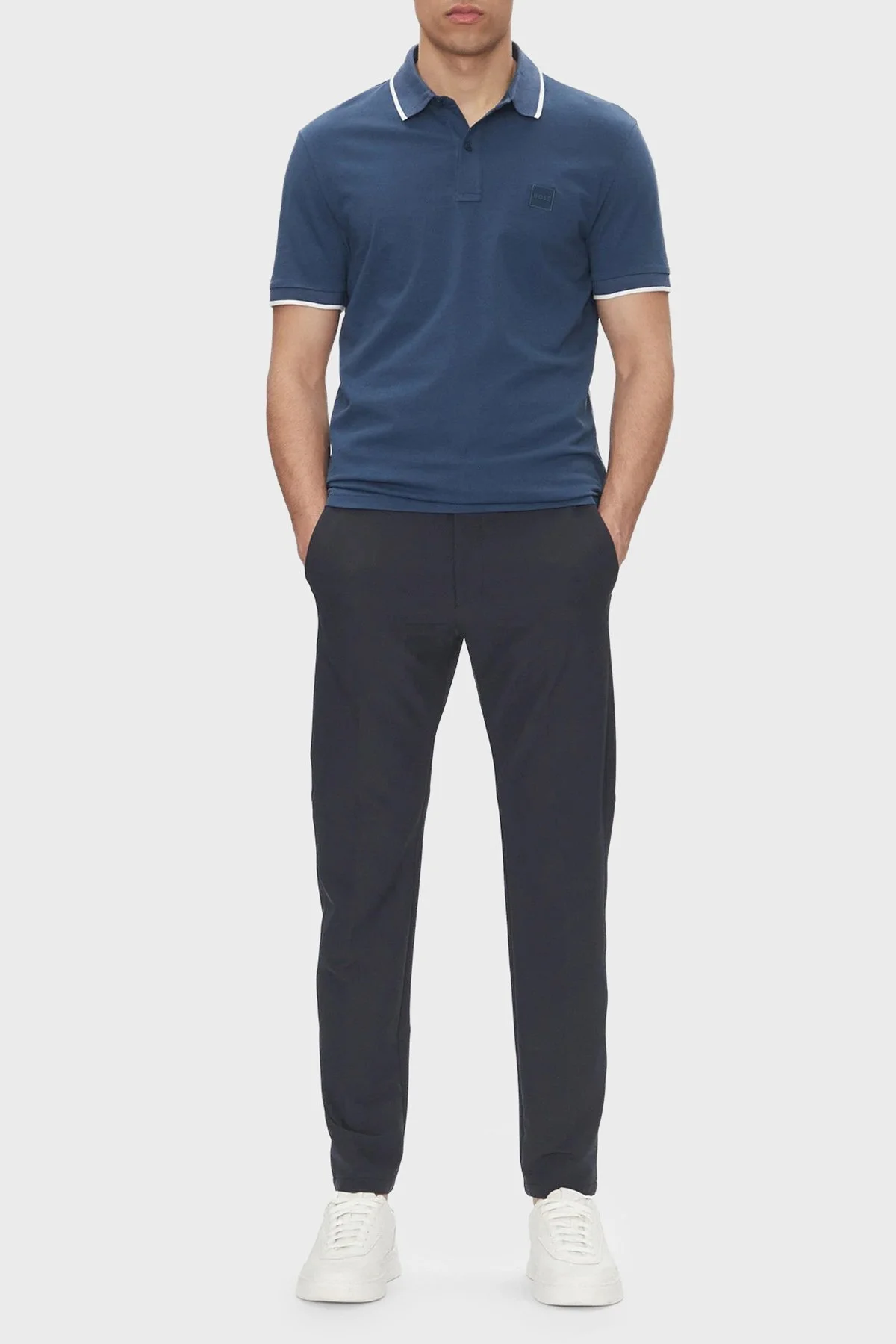 Boss Streç Pamuklu Slim Fit Düğmeli Erkek Polo Yaka T Shirt 50507699 466 LACİVERT - 2