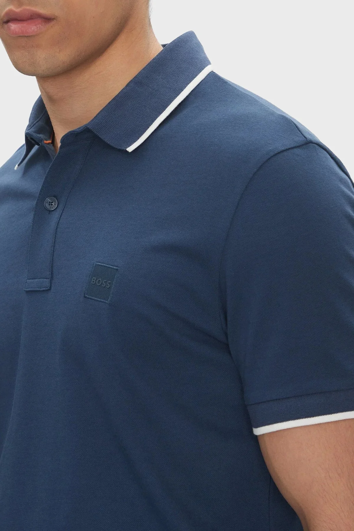 Boss Streç Pamuklu Slim Fit Düğmeli Erkek Polo Yaka T Shirt 50507699 466 LACİVERT - 4