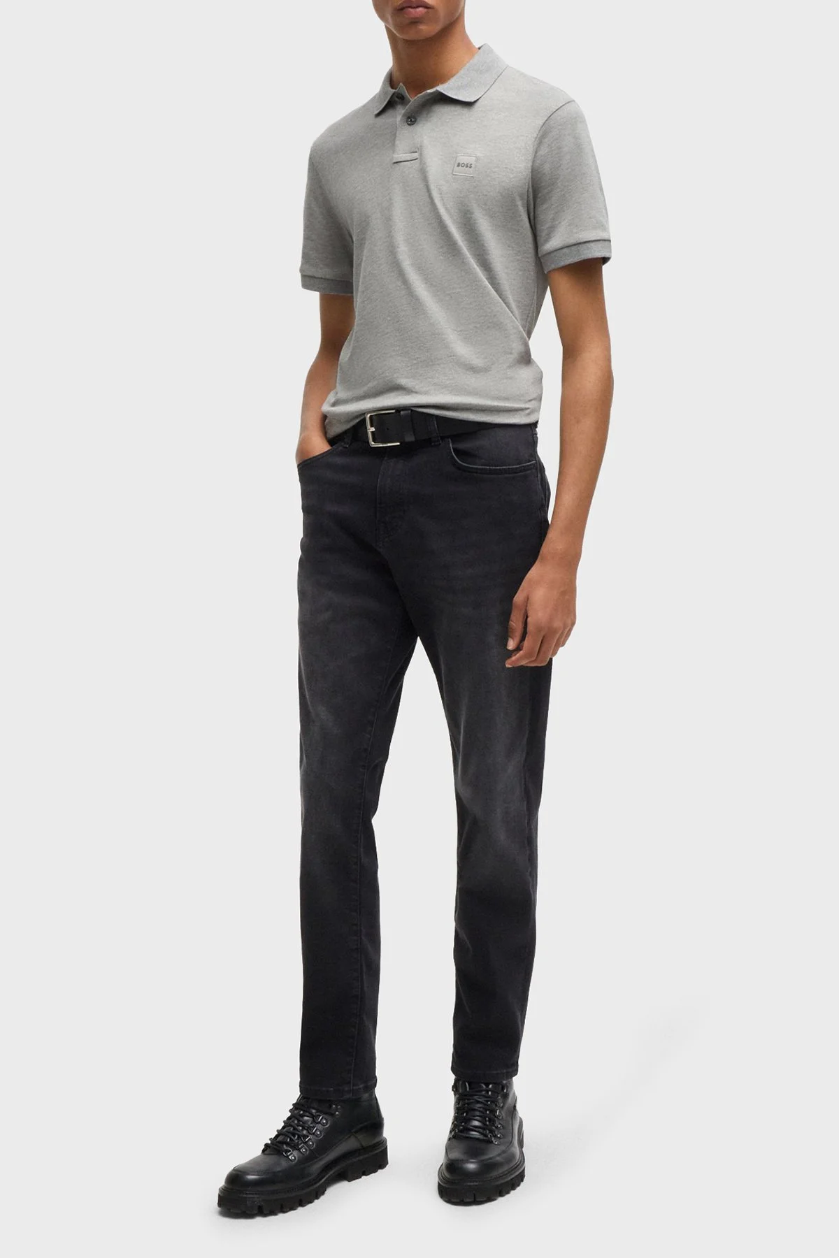 Boss Streç Pamuklu Slim Fit Düğmeli Erkek Polo Yaka T Shirt 50507803 051 GRİ - 2
