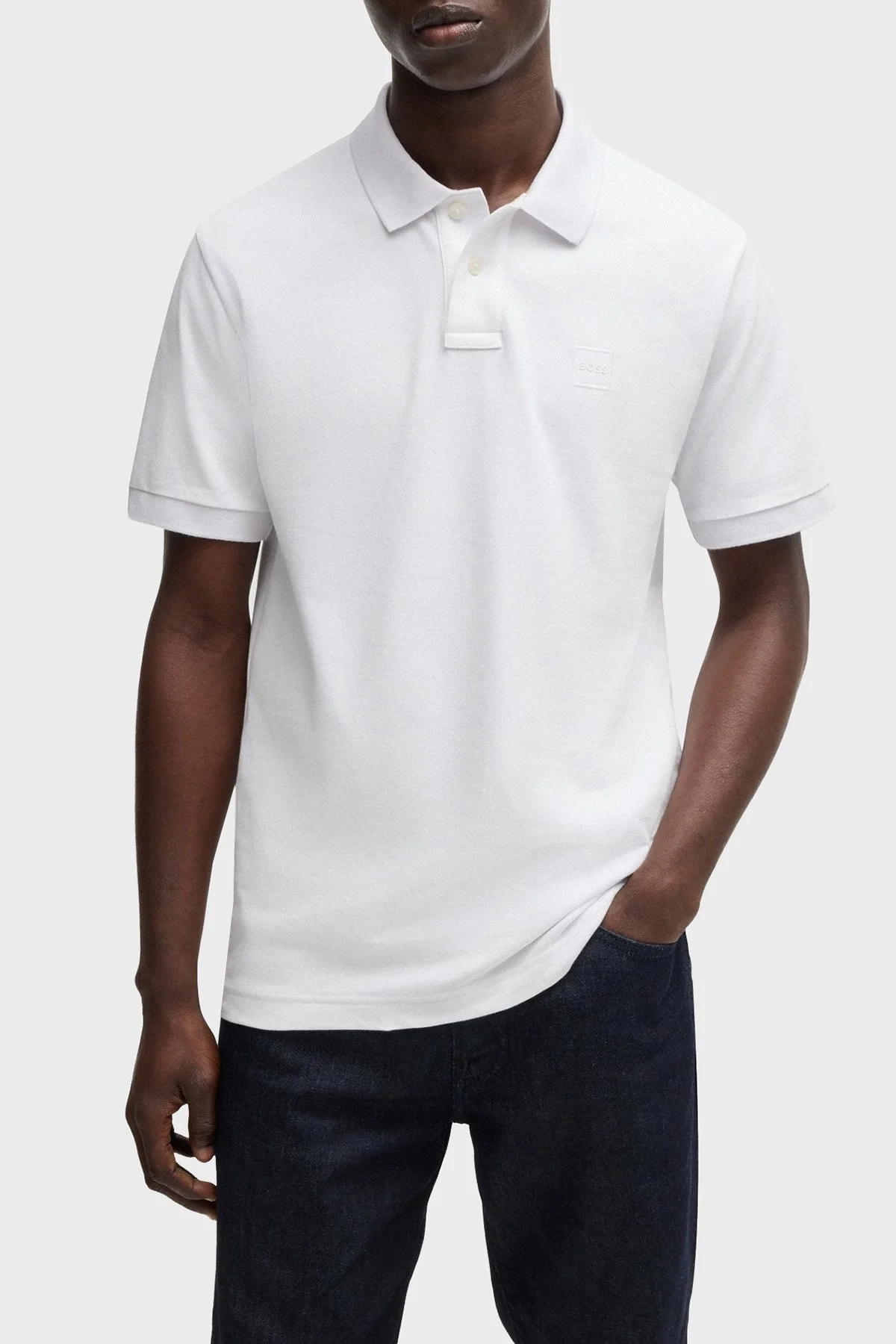 Boss Streç Pamuklu Slim Fit Düğmeli Erkek Polo Yaka T Shirt 50507803 100 BEYAZ - 6