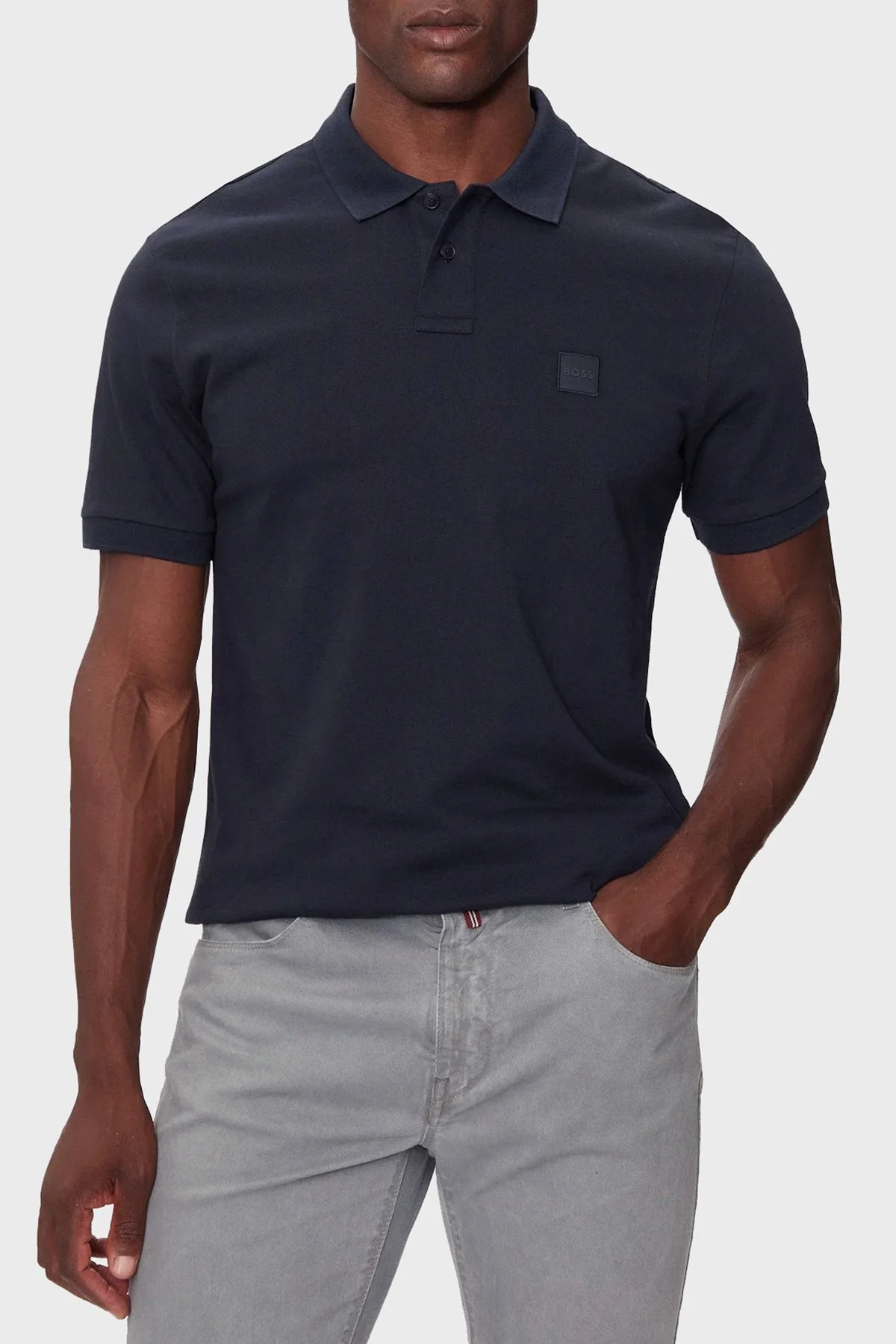 Boss Streç Pamuklu Slim Fit Düğmeli Erkek Polo Yaka T Shirt 50507803 404 LACİVERT - 1
