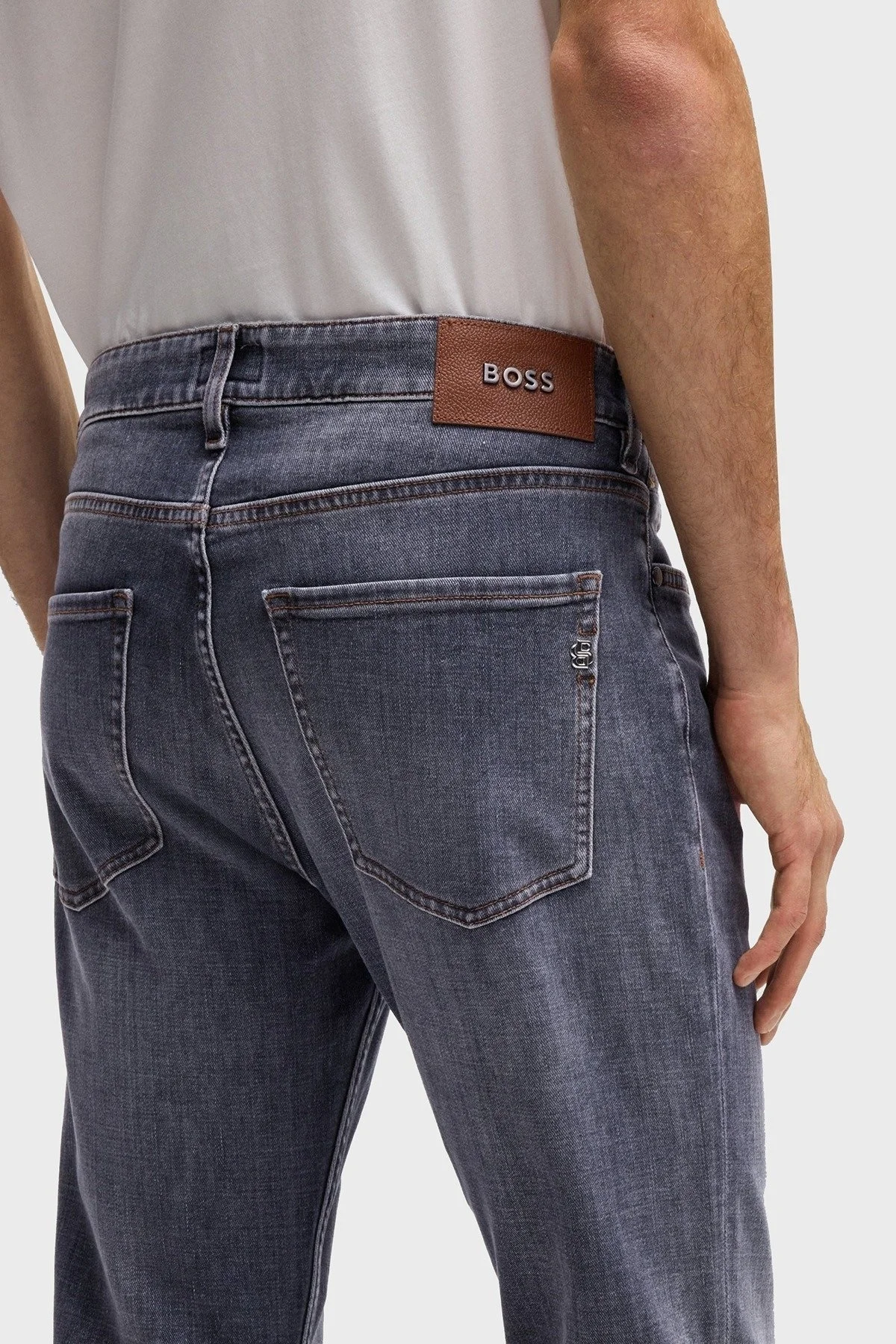 Boss Streç Pamuklu Slim Fit Düz Paça Jeans Erkek Kot Pantolon 50532606 021 ANTRASİT - 4
