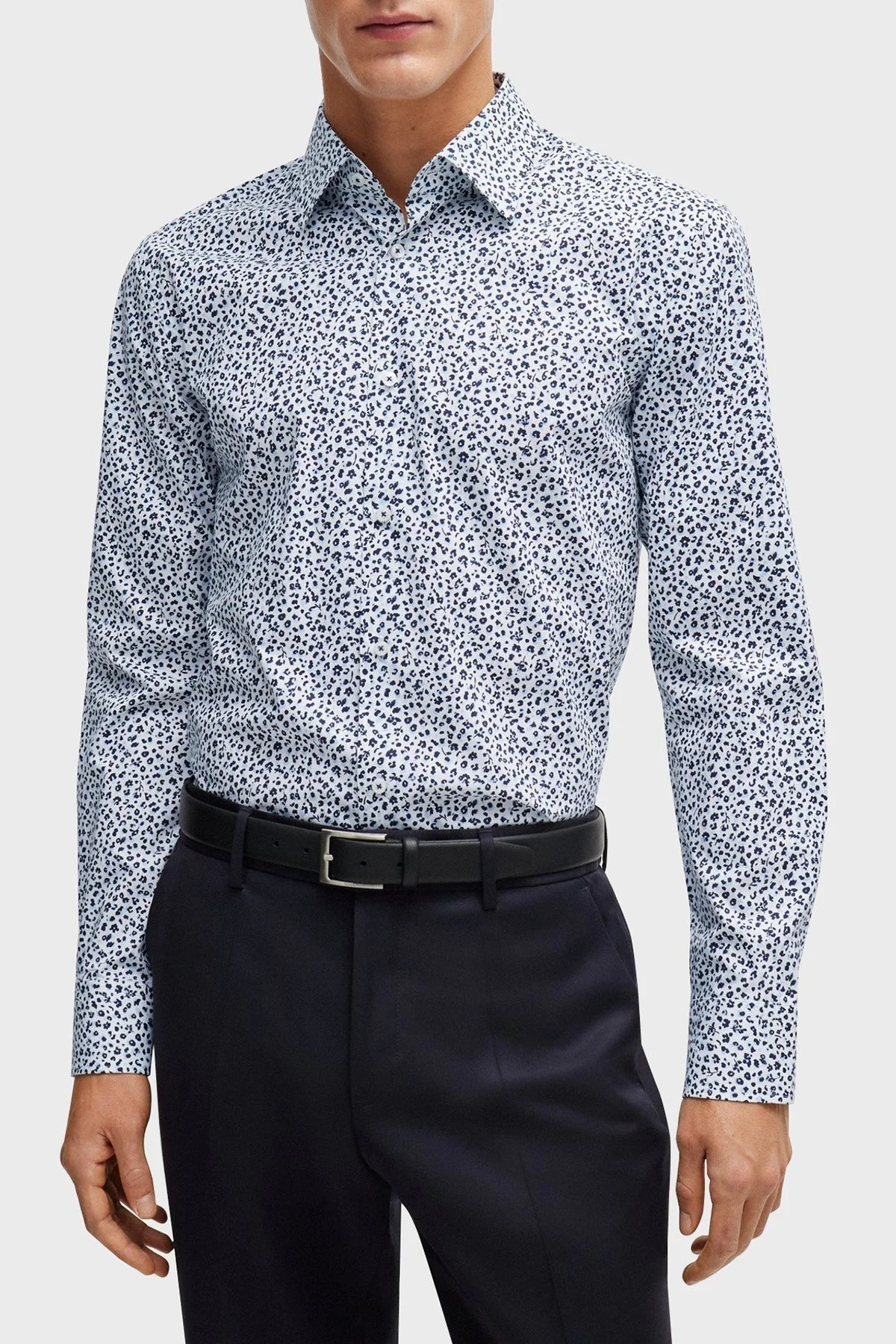 Boss Streç Pamuklu Slim Fit Erkek Gömlek 50512664 410 LACİVERT - 1