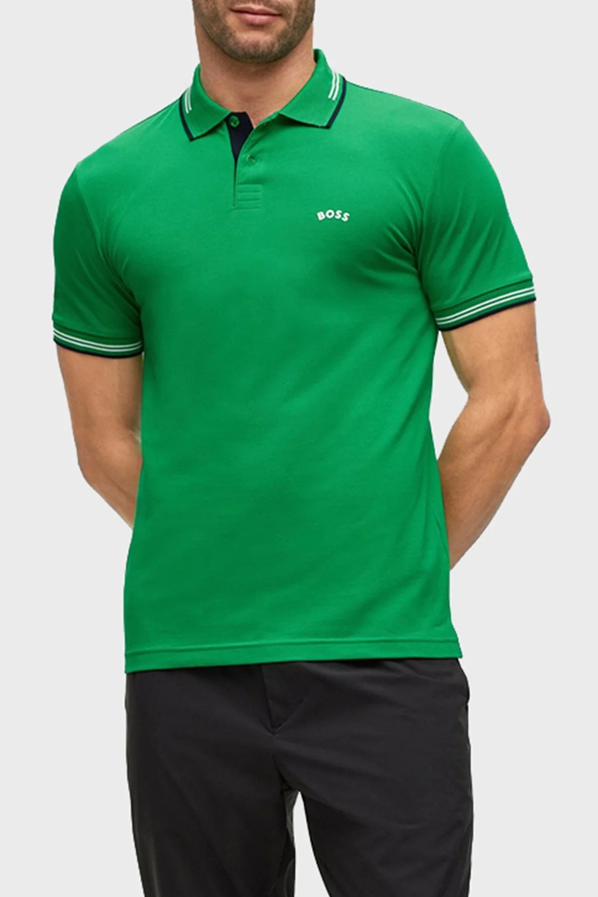 Boss Streç Pamuklu Slim Fit Erkek Polo T Shirt 50469245 342 YEŞİL - 1