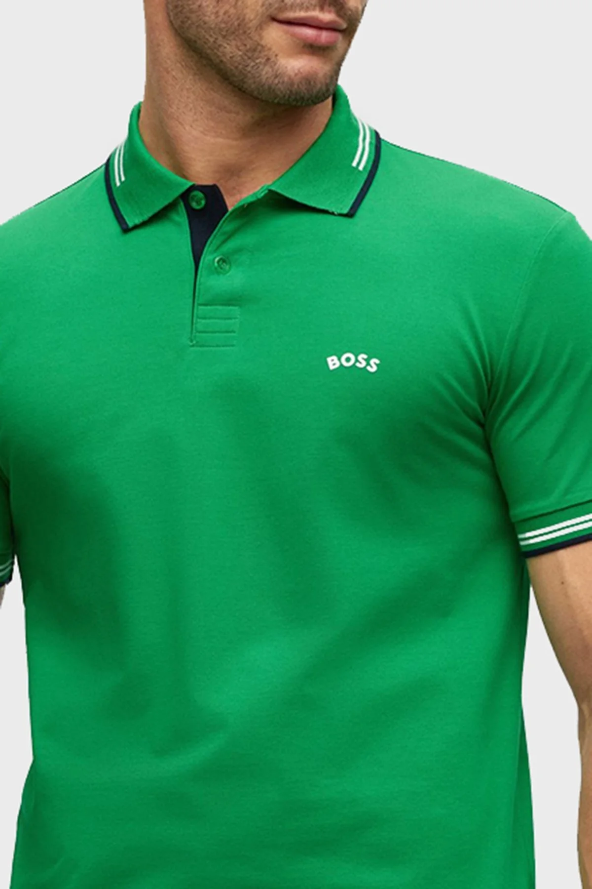 Boss Streç Pamuklu Slim Fit Erkek Polo T Shirt 50469245 342 YEŞİL - 3