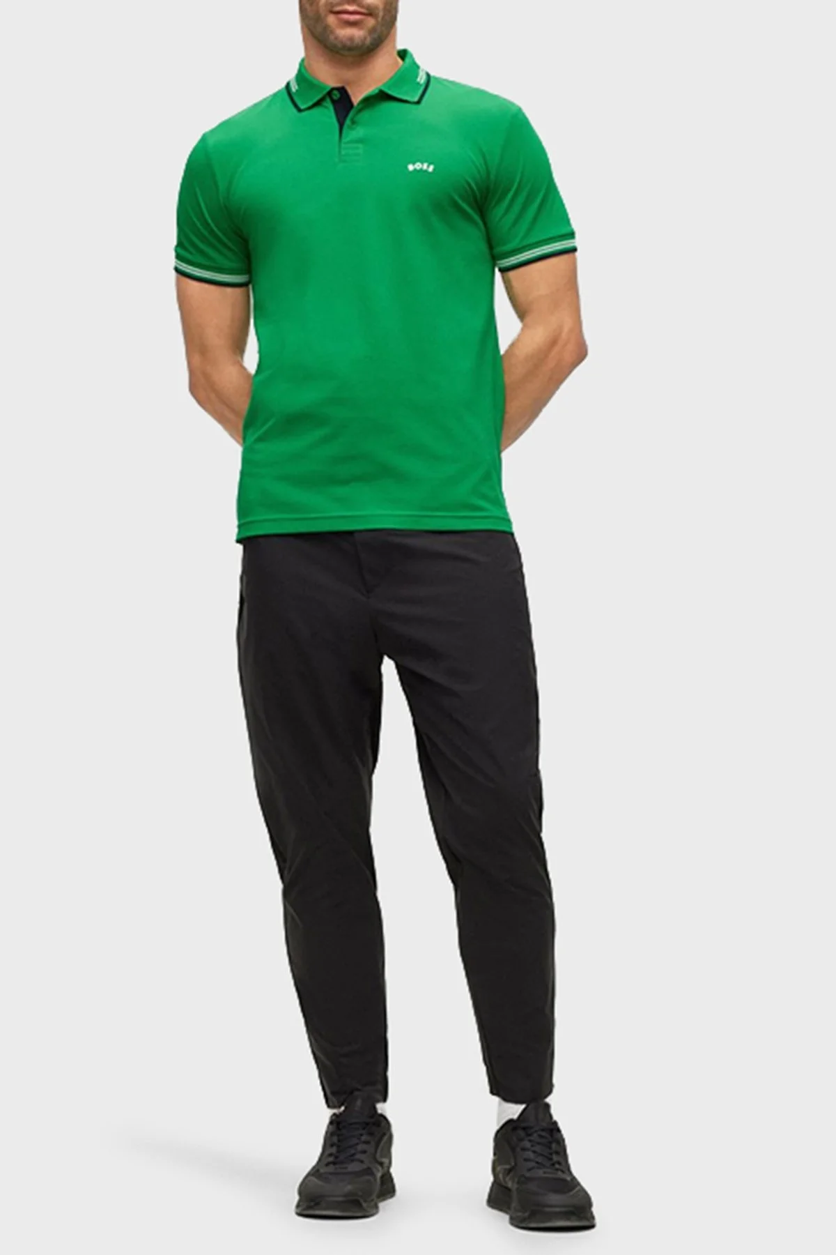 Boss Streç Pamuklu Slim Fit Erkek Polo T Shirt 50469245 342 YEŞİL - 4