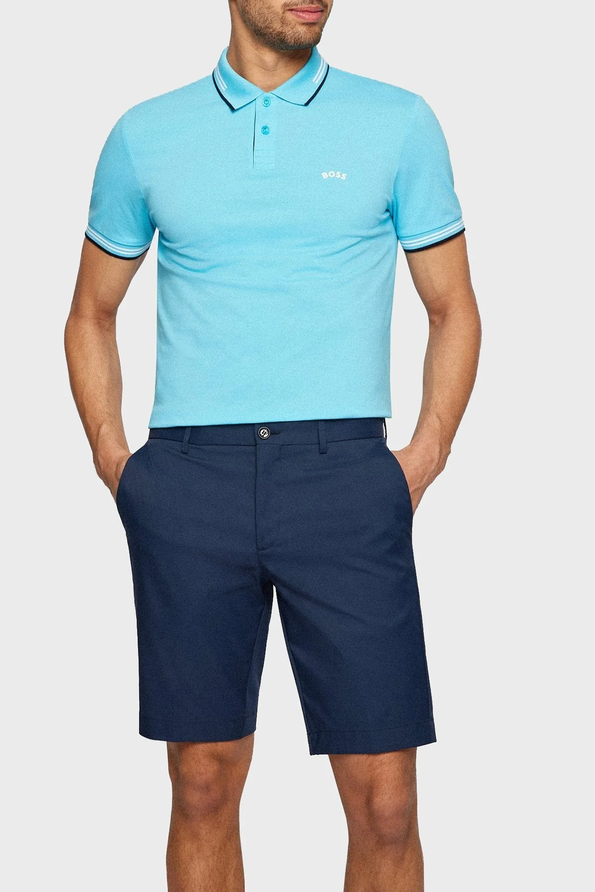 Boss Streç Pamuklu Slim Fit Erkek Polo T Shirt 50469245 451 AÇIK MAVİ - 1