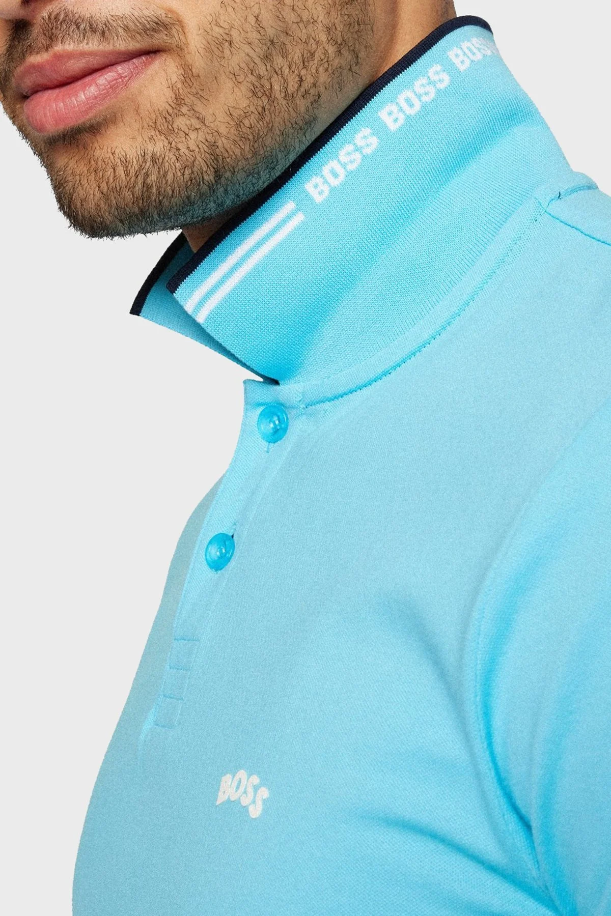 Boss Streç Pamuklu Slim Fit Erkek Polo T Shirt 50469245 451 AÇIK MAVİ - 4