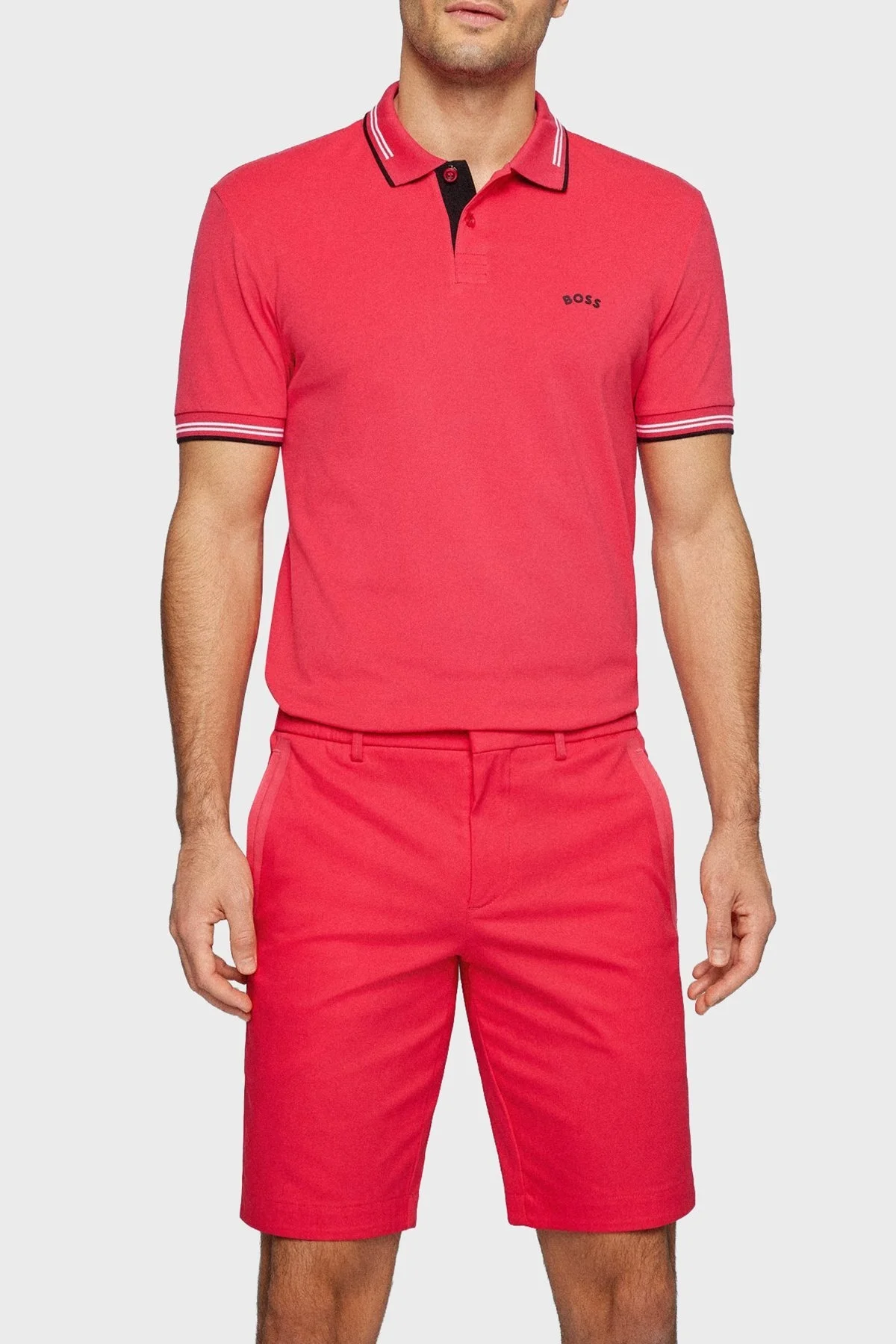 Boss Streç Pamuklu Slim Fit Erkek Polo T Shirt 50469245 660 PEMBE - 1