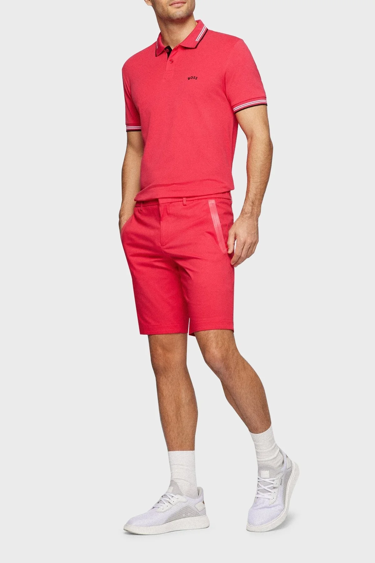 Boss Streç Pamuklu Slim Fit Erkek Polo T Shirt 50469245 660 PEMBE - 2