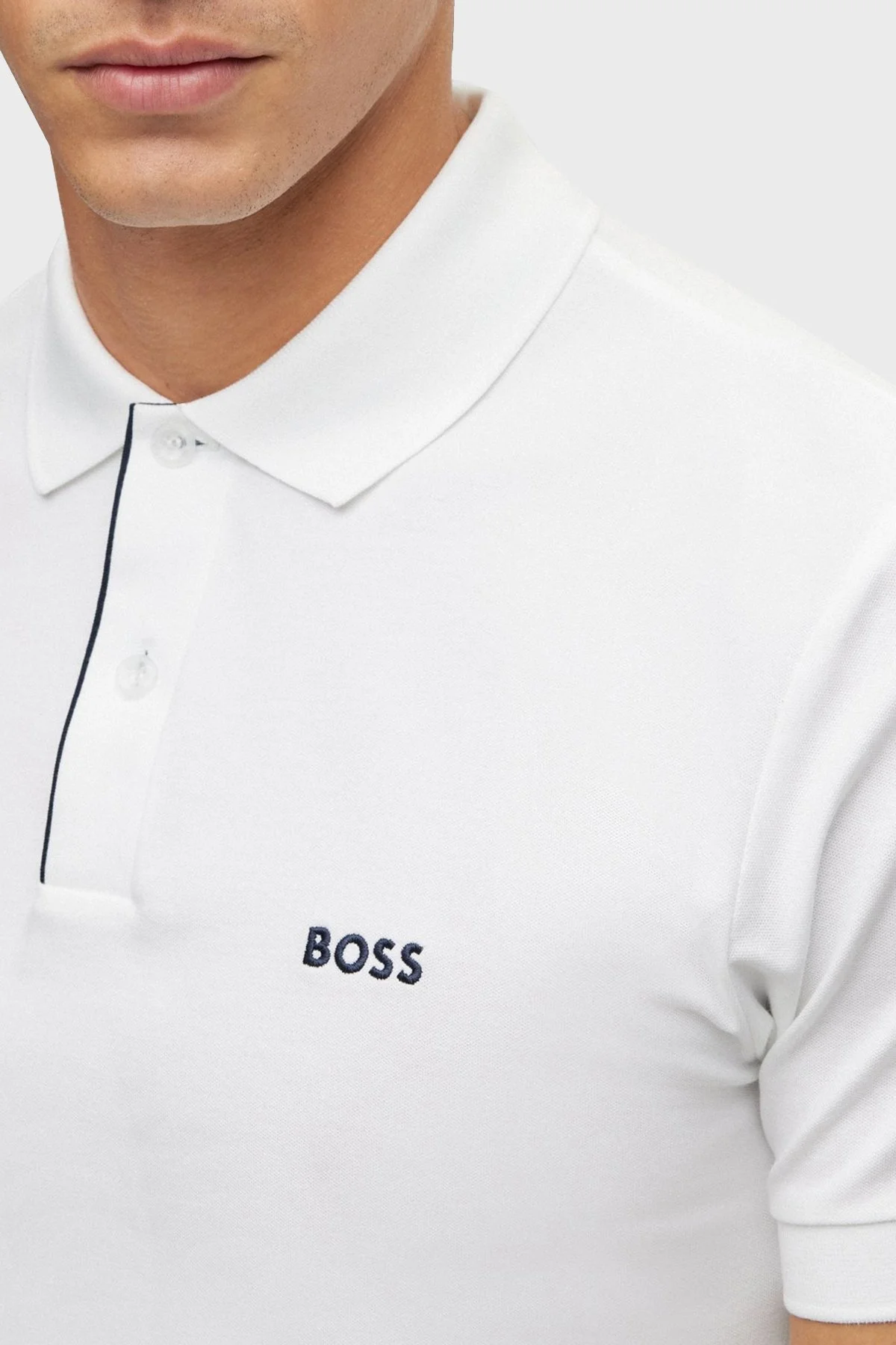 Boss Streç Pamuklu Slim Fit Erkek Polo T Shirt 50483203 100 BEYAZ - 4
