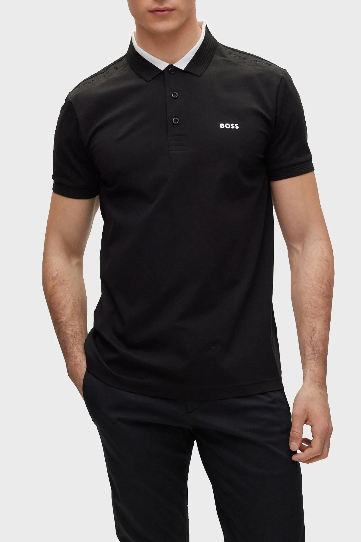 Boss Streç Pamuklu Slim Fit Erkek Polo T Shirt 50483246 001 SİYAH - 1