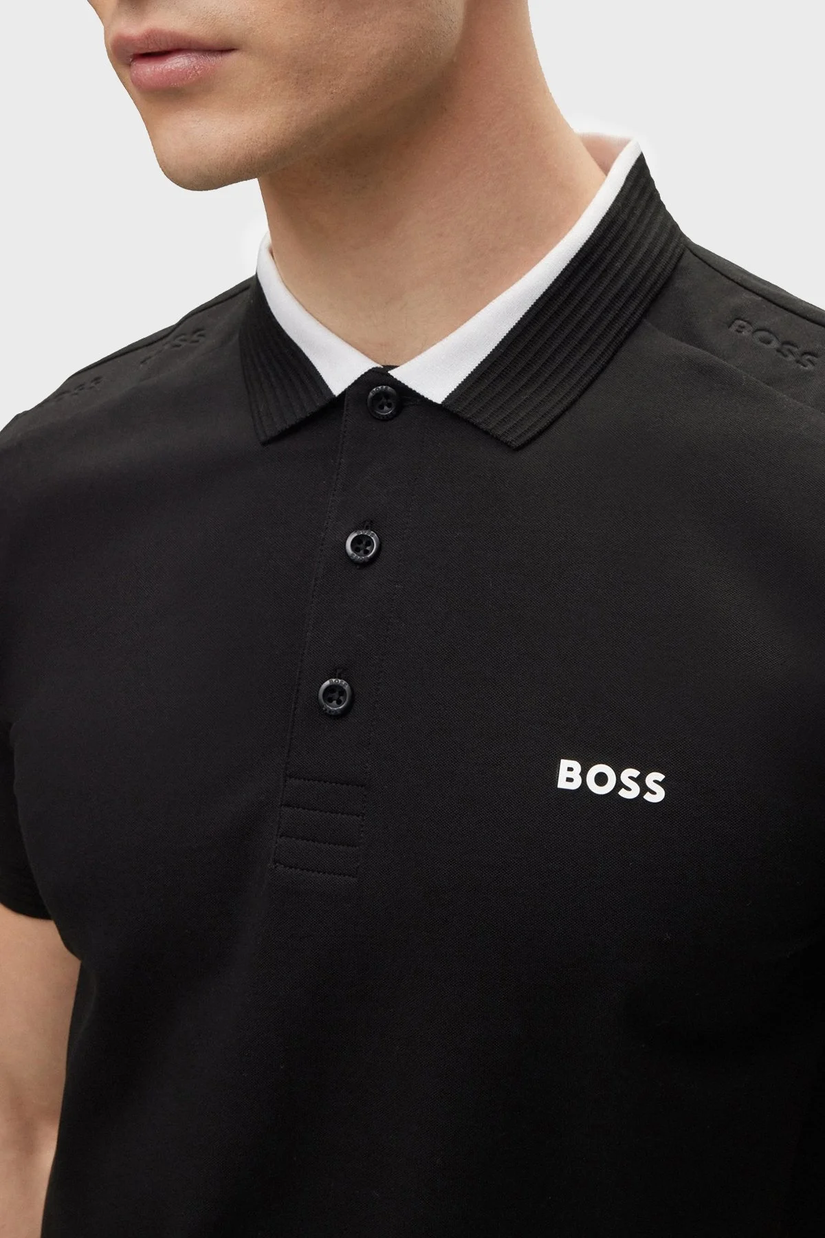 Boss Streç Pamuklu Slim Fit Erkek Polo T Shirt 50483246 001 SİYAH - 4