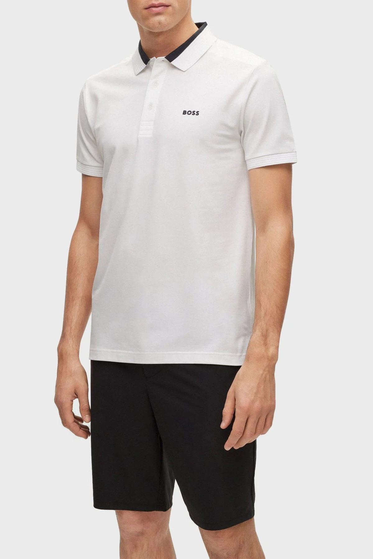 Boss Streç Pamuklu Slim Fit Erkek Polo T Shirt 50483246 100 BEYAZ - 1