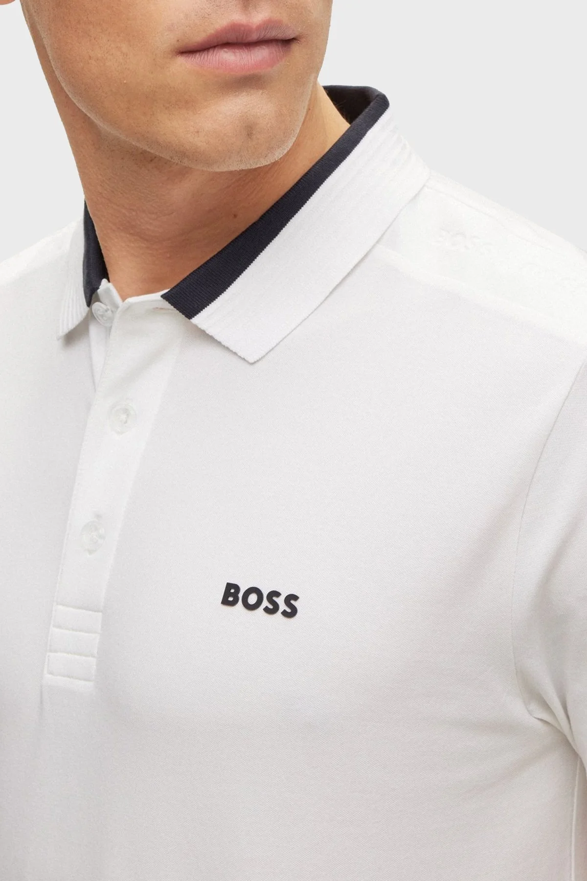 Boss Streç Pamuklu Slim Fit Erkek Polo T Shirt 50483246 100 BEYAZ - 4