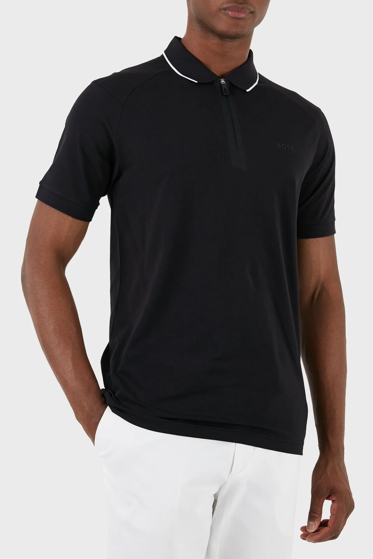 Boss Streç Pamuklu Slim Fit Erkek Polo Yaka T Shirt 50505800 001 SİYAH - 5