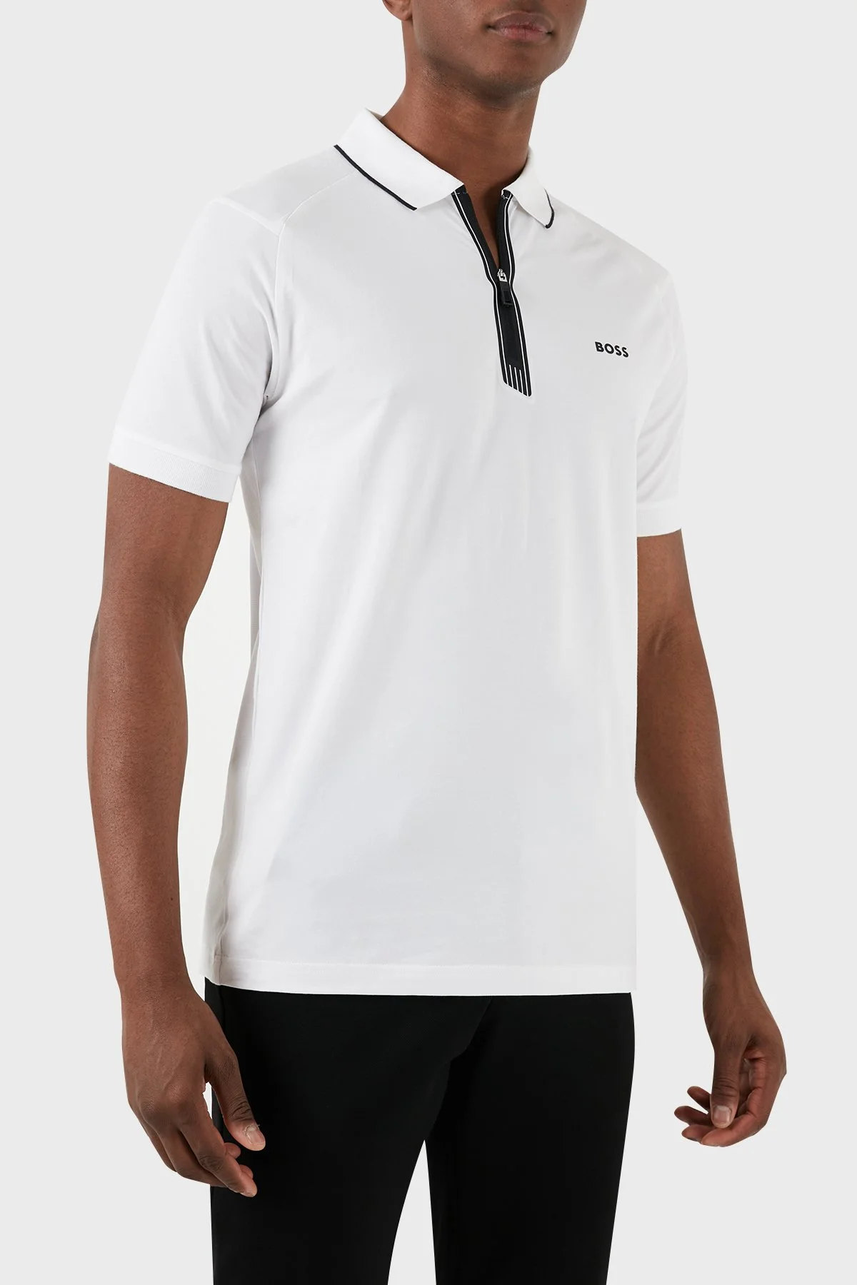 Boss Streç Pamuklu Slim Fit Erkek Polo Yaka T Shirt 50505800 100 BEYAZ - 1