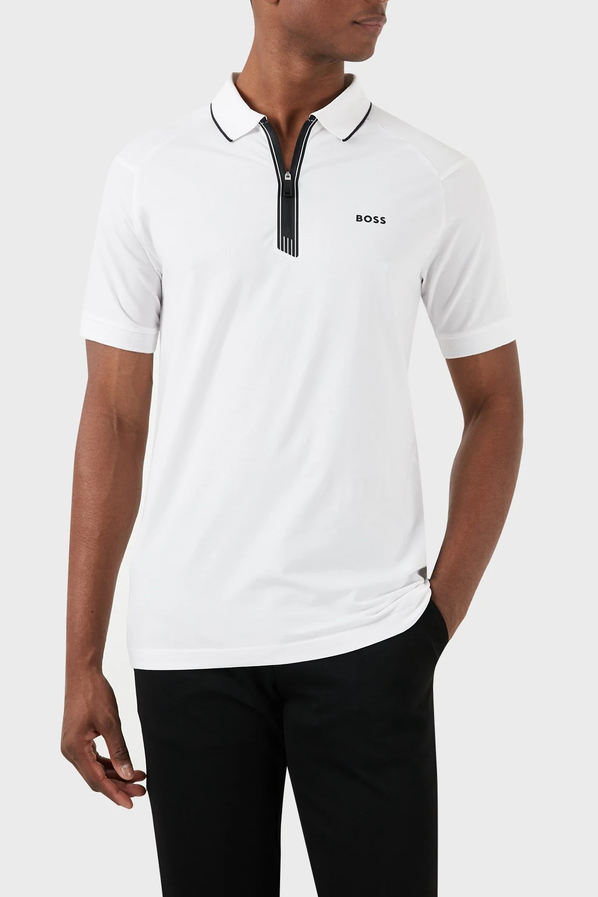 Boss Streç Pamuklu Slim Fit Erkek Polo Yaka T Shirt 50505800 100 BEYAZ - 2