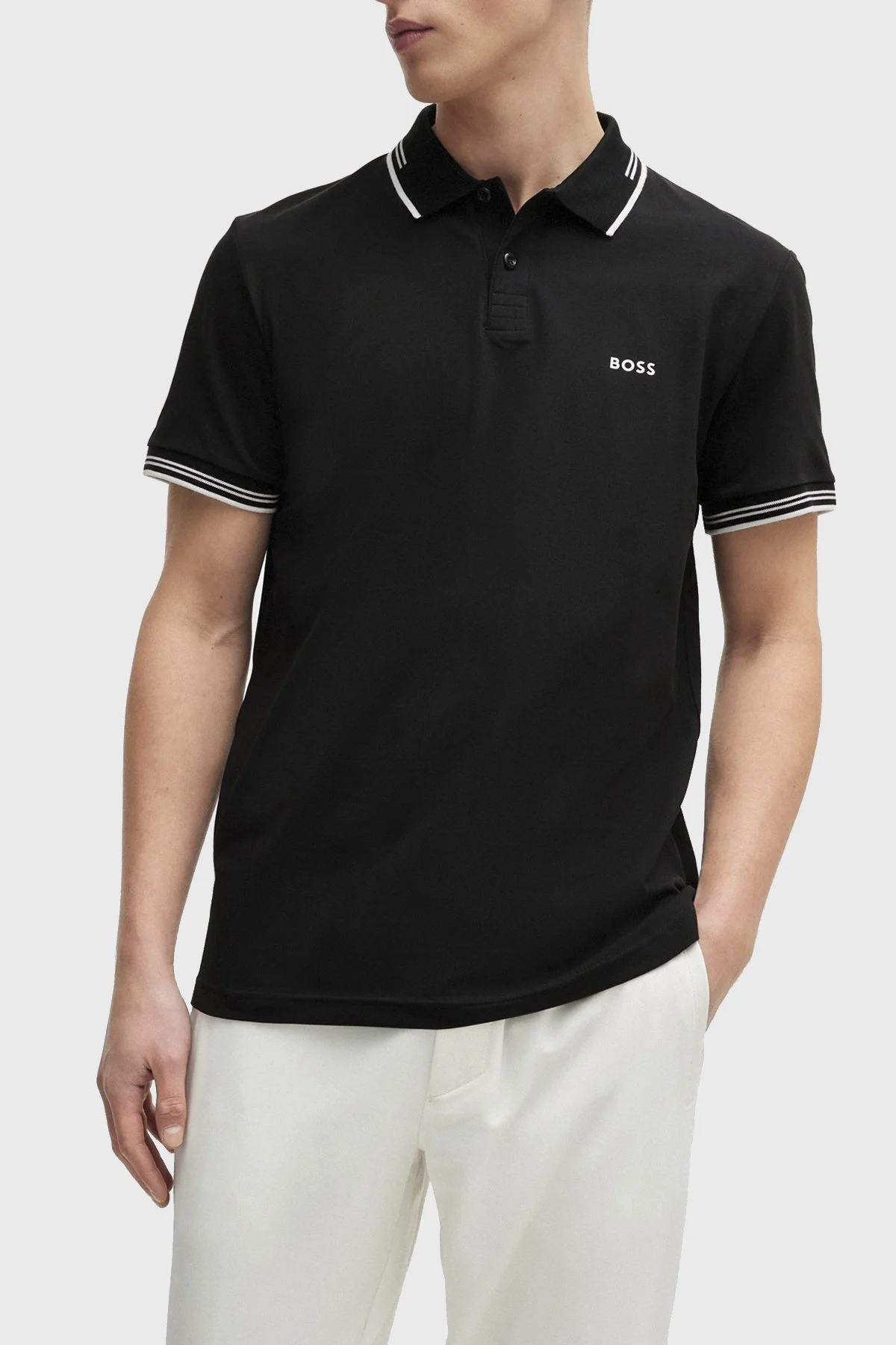 Boss Streç Pamuklu Slim Fit Erkek Polo Yaka T Shirt 50506193 001 SİYAH - 1