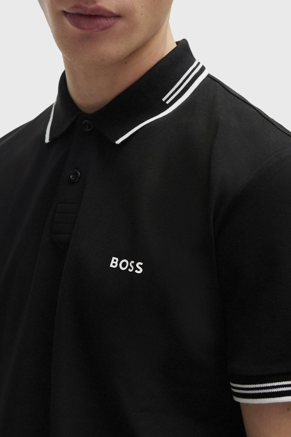 Boss Streç Pamuklu Slim Fit Erkek Polo Yaka T Shirt 50506193 001 SİYAH - 3