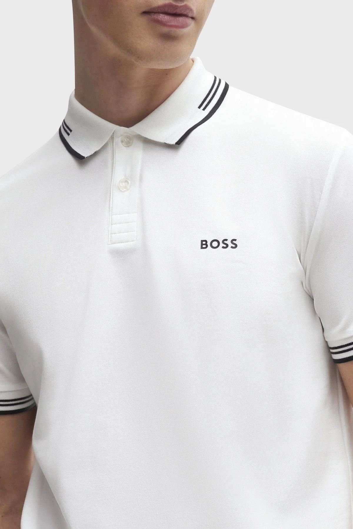 Boss Streç Pamuklu Slim Fit Erkek Polo Yaka T Shirt 50506193 100 BEYAZ - 8