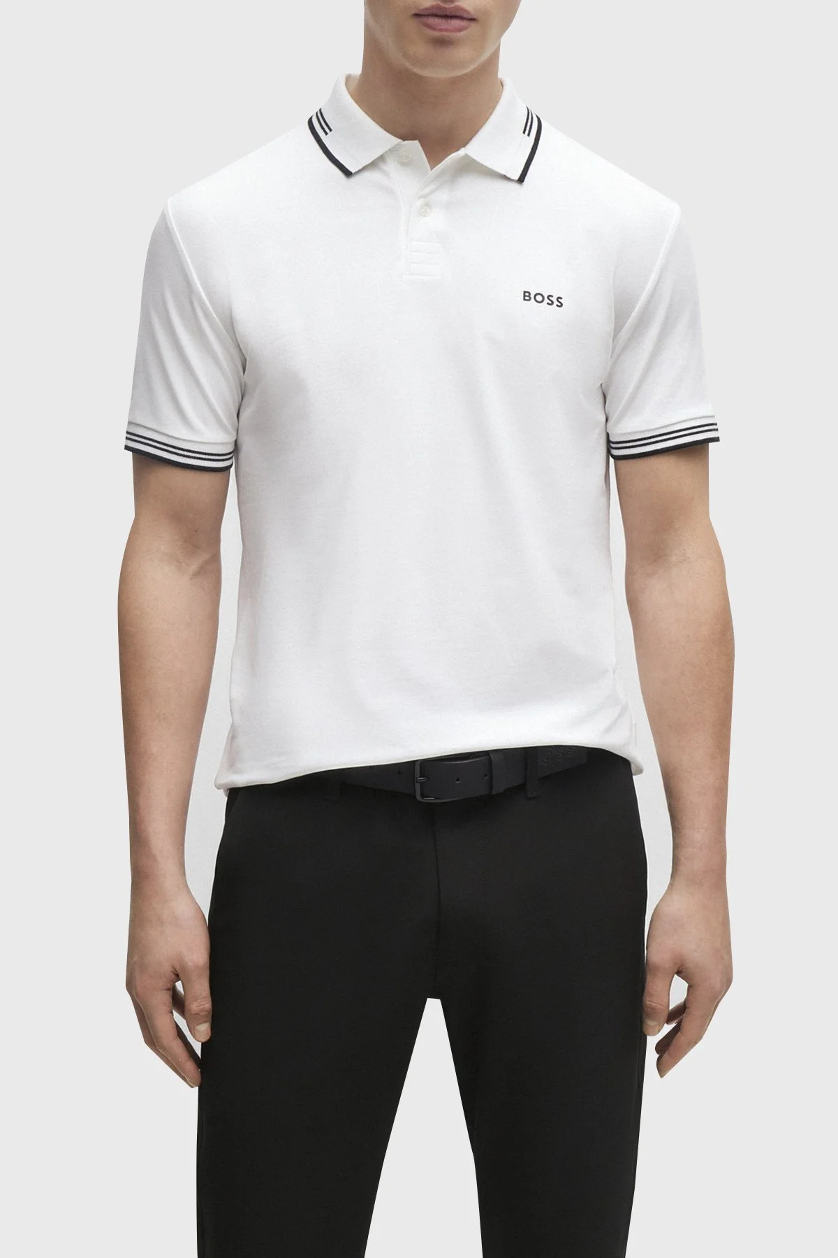 Boss Streç Pamuklu Slim Fit Erkek Polo Yaka T Shirt 50506193 100 BEYAZ - 1