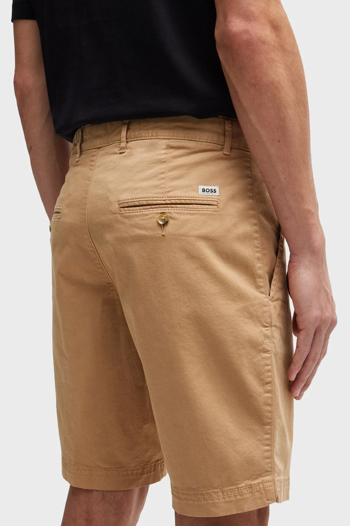 Boss Streç Pamuklu Slim Fit Gabardin Erkek Short 50512524 260 BEJ - 4
