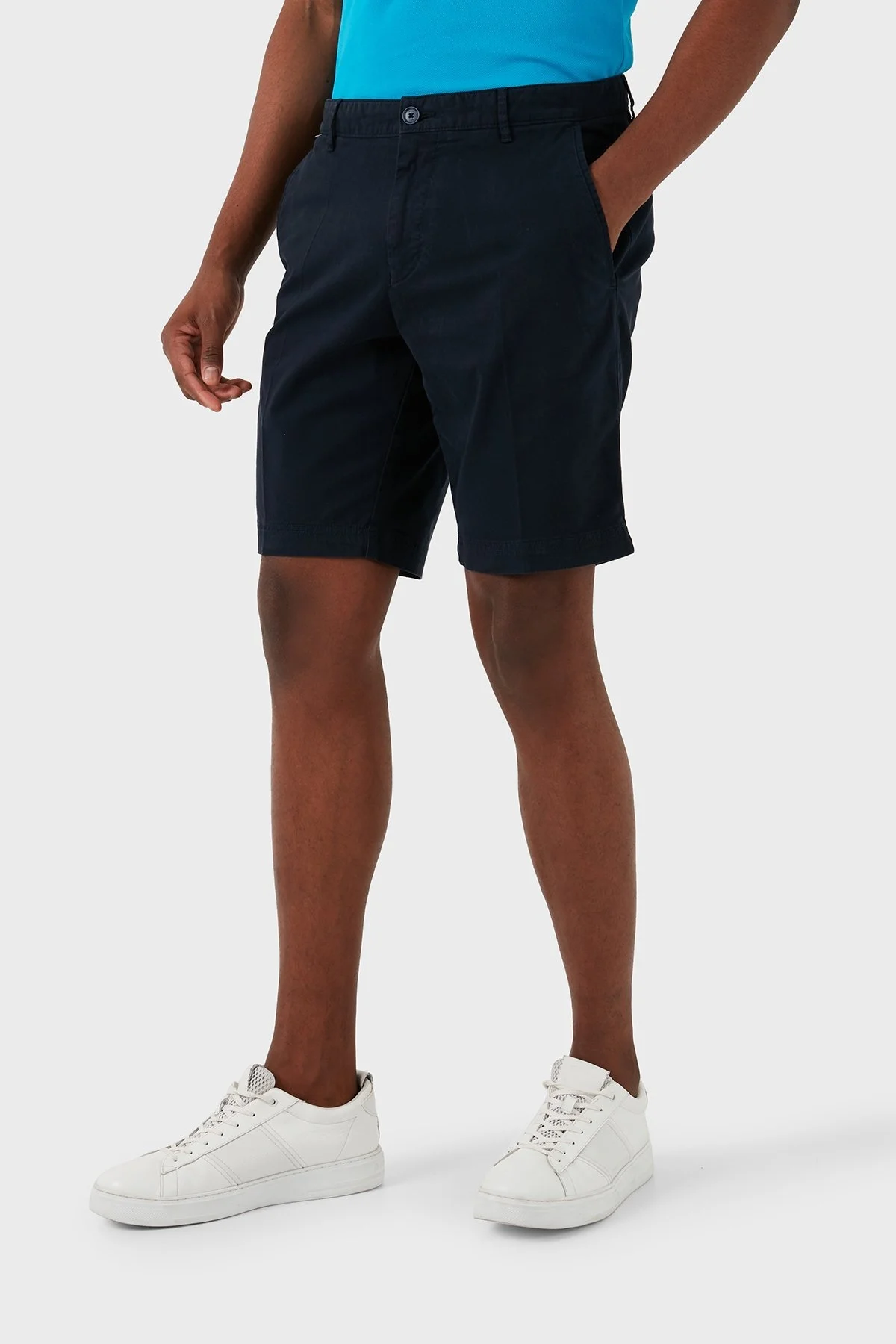 Boss Streç Pamuklu Slim Fit Gabardin Erkek Short 50512524 404 LACİVERT - 5