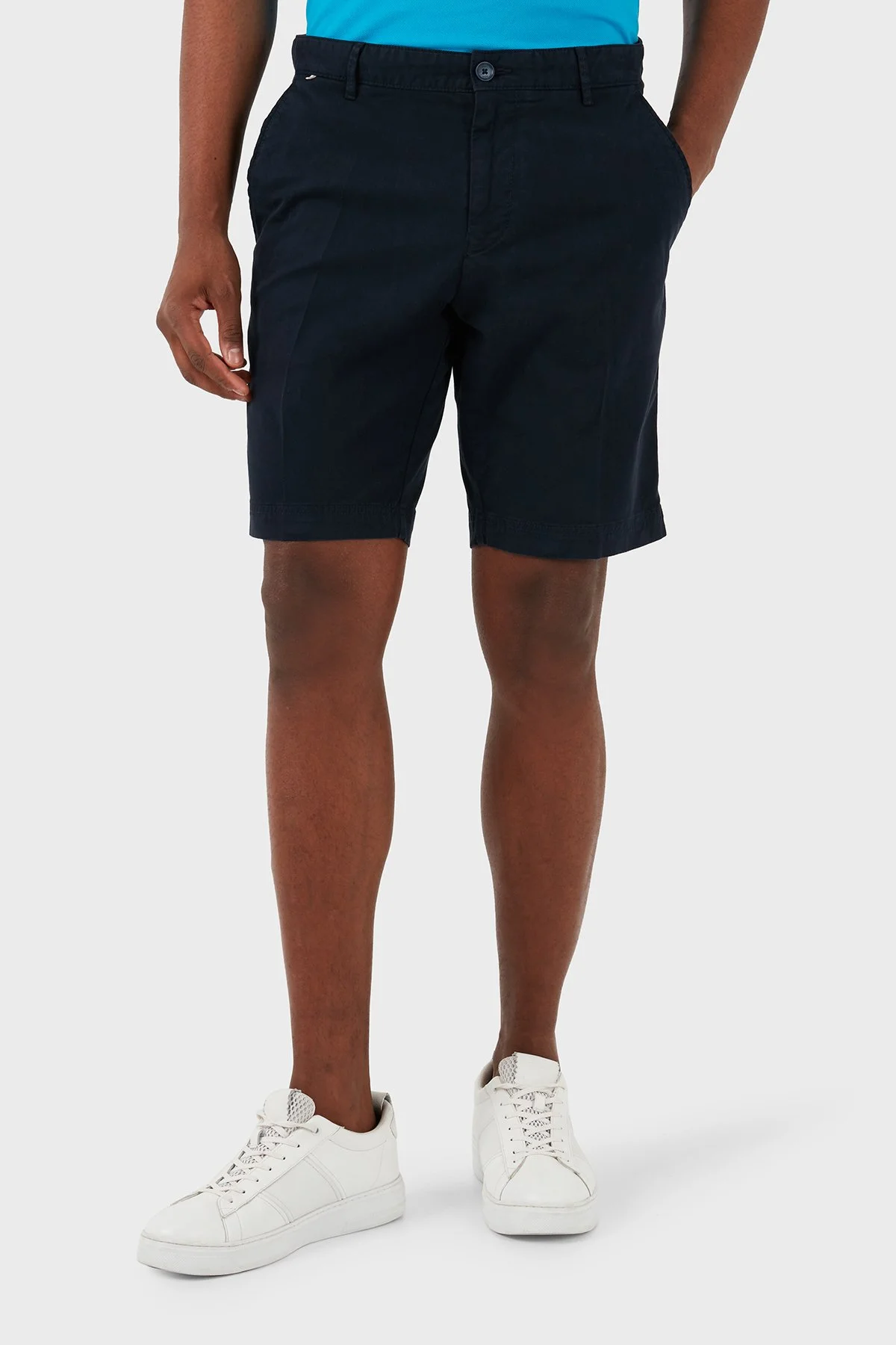 Boss Streç Pamuklu Slim Fit Gabardin Erkek Short 50512524 404 LACİVERT - 3