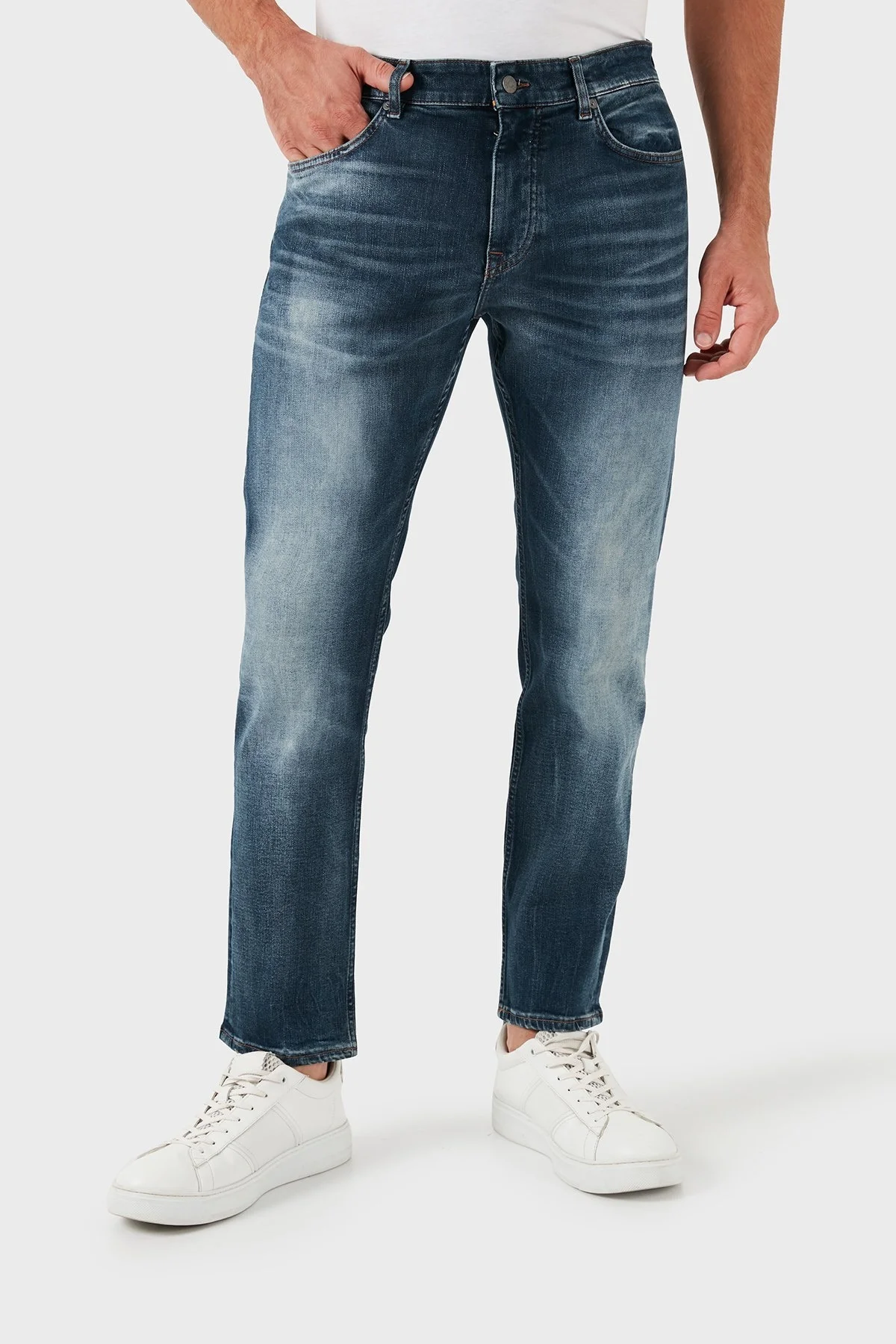 Boss Streç Pamuklu Slim Fit Jeans Erkek Kot Pantolon 50521313 417 LACİVERT - 3