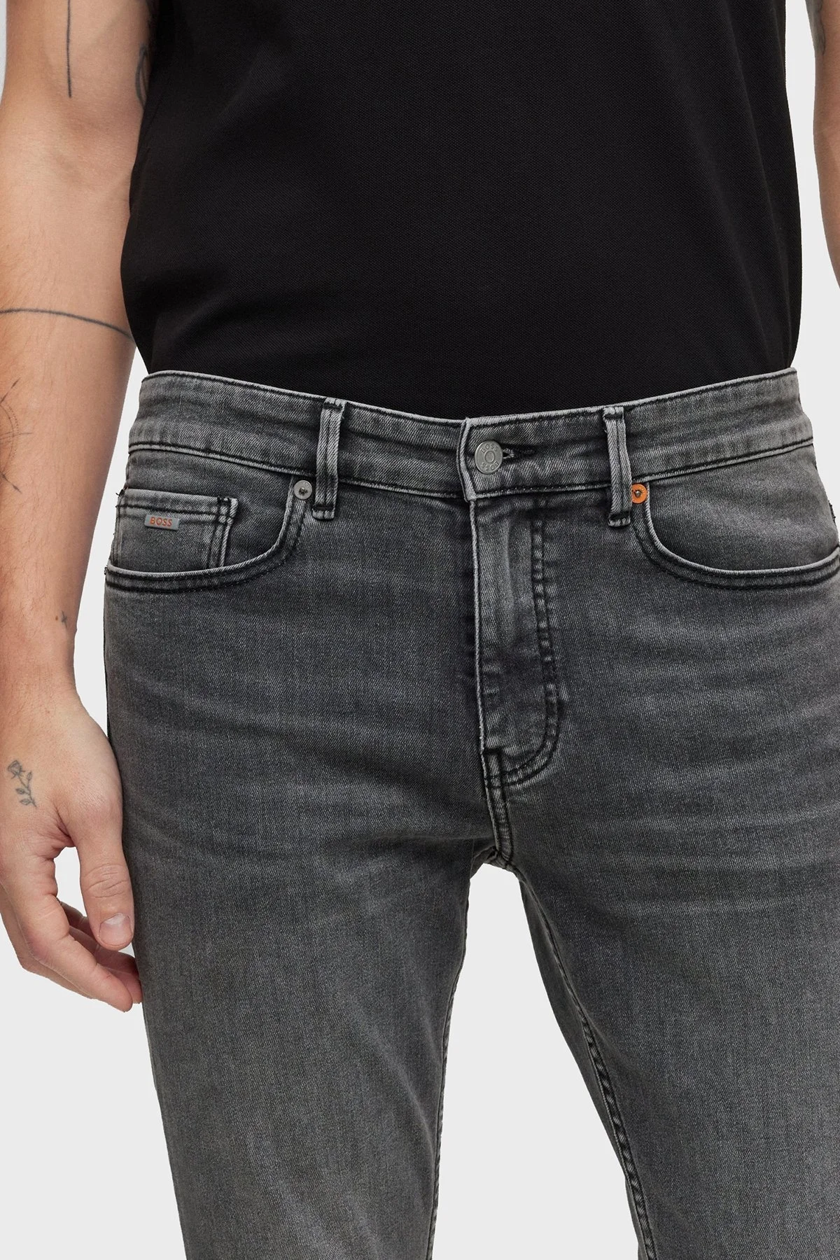 Boss Streç Pamuklu Slim Fit Normal Bel Dar Paça Jeans Erkek Kot Pantolon 50488431 027 SİYAH - 4