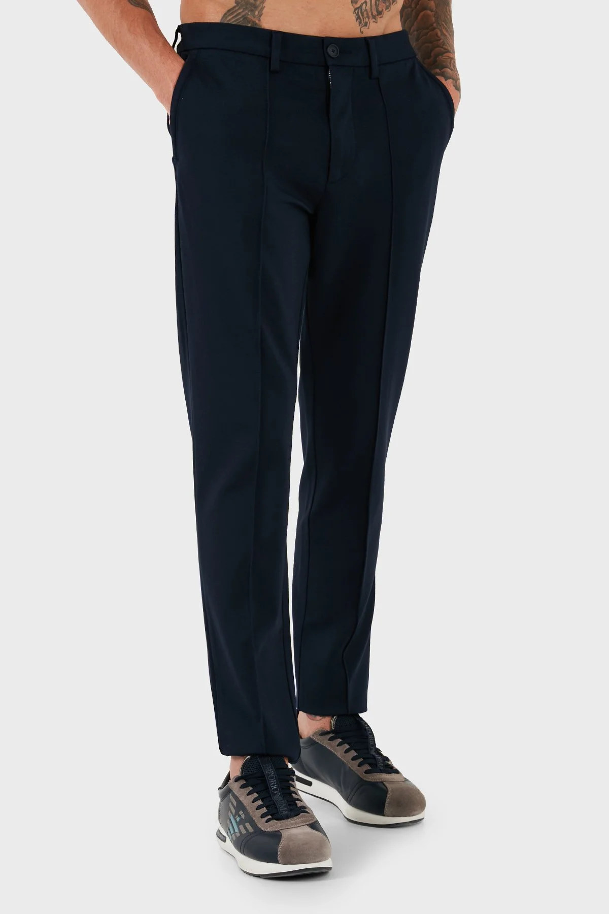 Boss Streç Pamuklu Slim Fit Normal Bel Daralan Paça Çimalı Erkek Pantolon 50528394 404 LACİVERT - 3