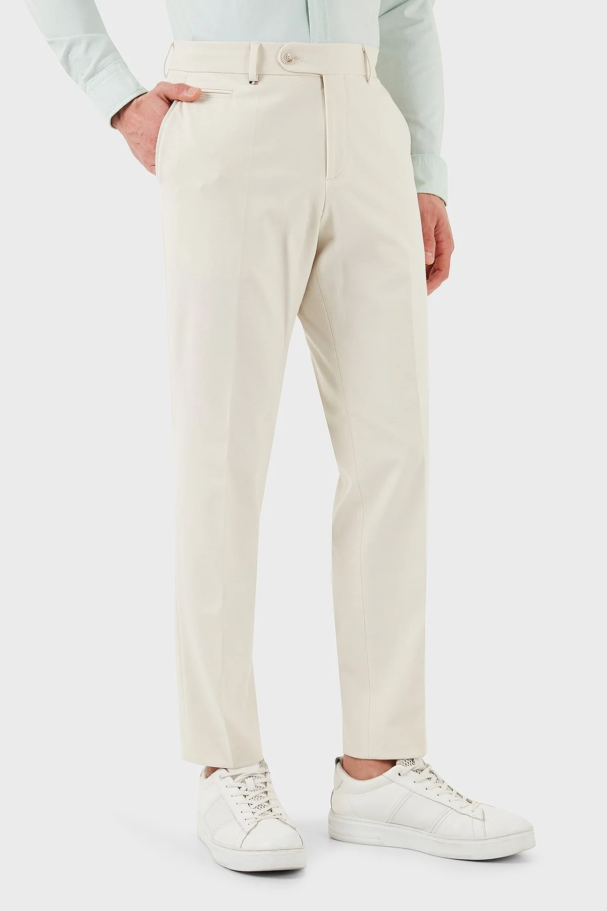 Boss Streç Pamuklu Slim Fit Normal Bel Düz Paça Erkek Pantolon 50537262 131 EKRU - 4