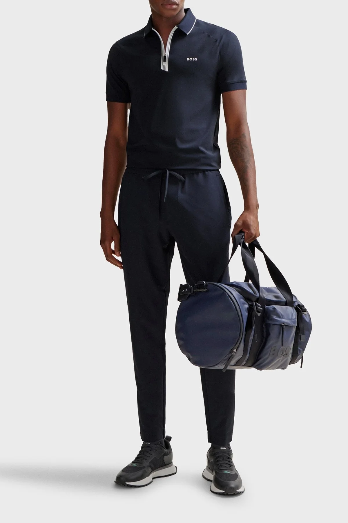 Boss Streç Pamuklu Slim Fit Yarım Fermuarlı Erkek Polo Yaka T Shirt 50505800 402 LACİVERT - 3