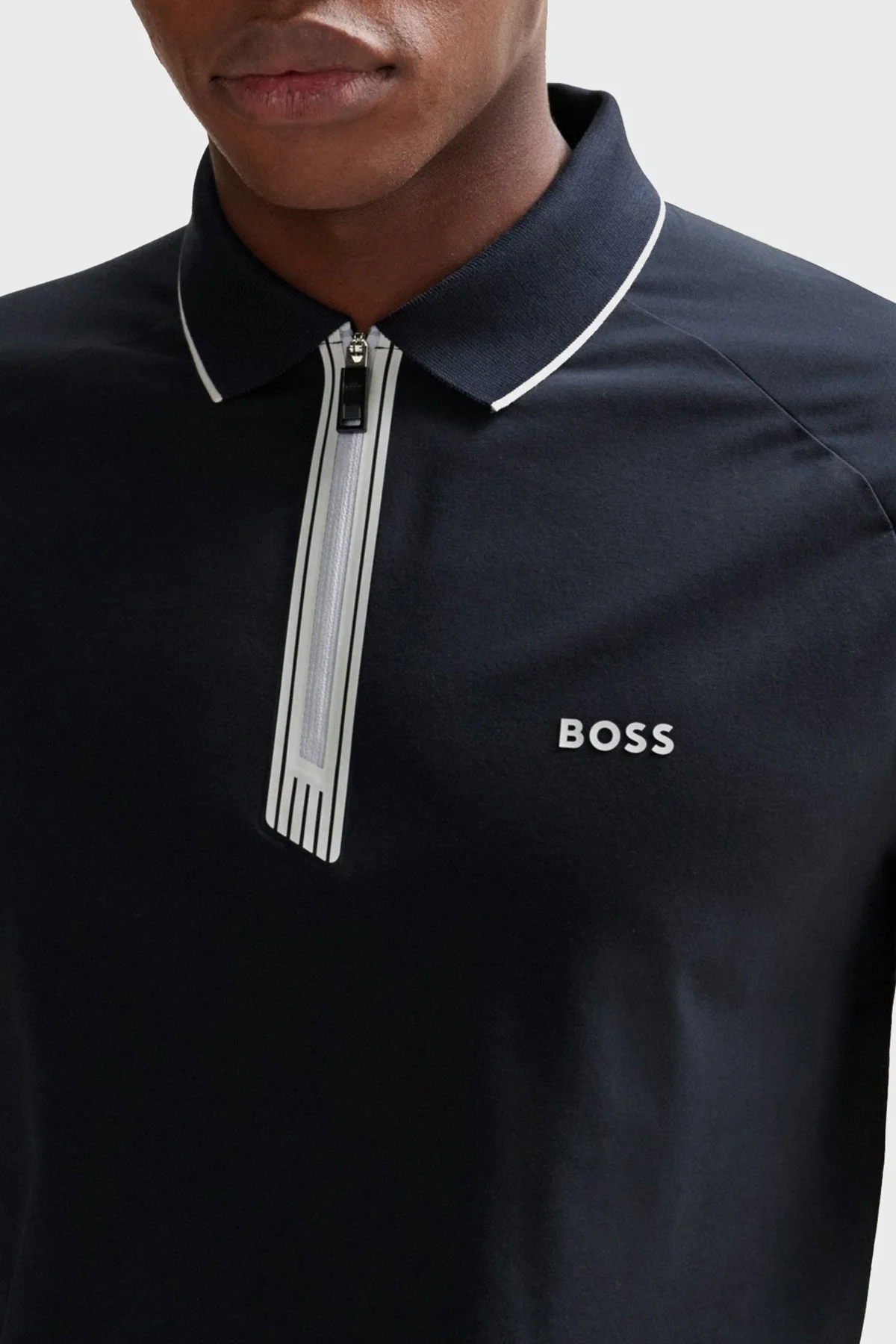 Boss Streç Pamuklu Slim Fit Yarım Fermuarlı Erkek Polo Yaka T Shirt 50505800 402 LACİVERT - 4
