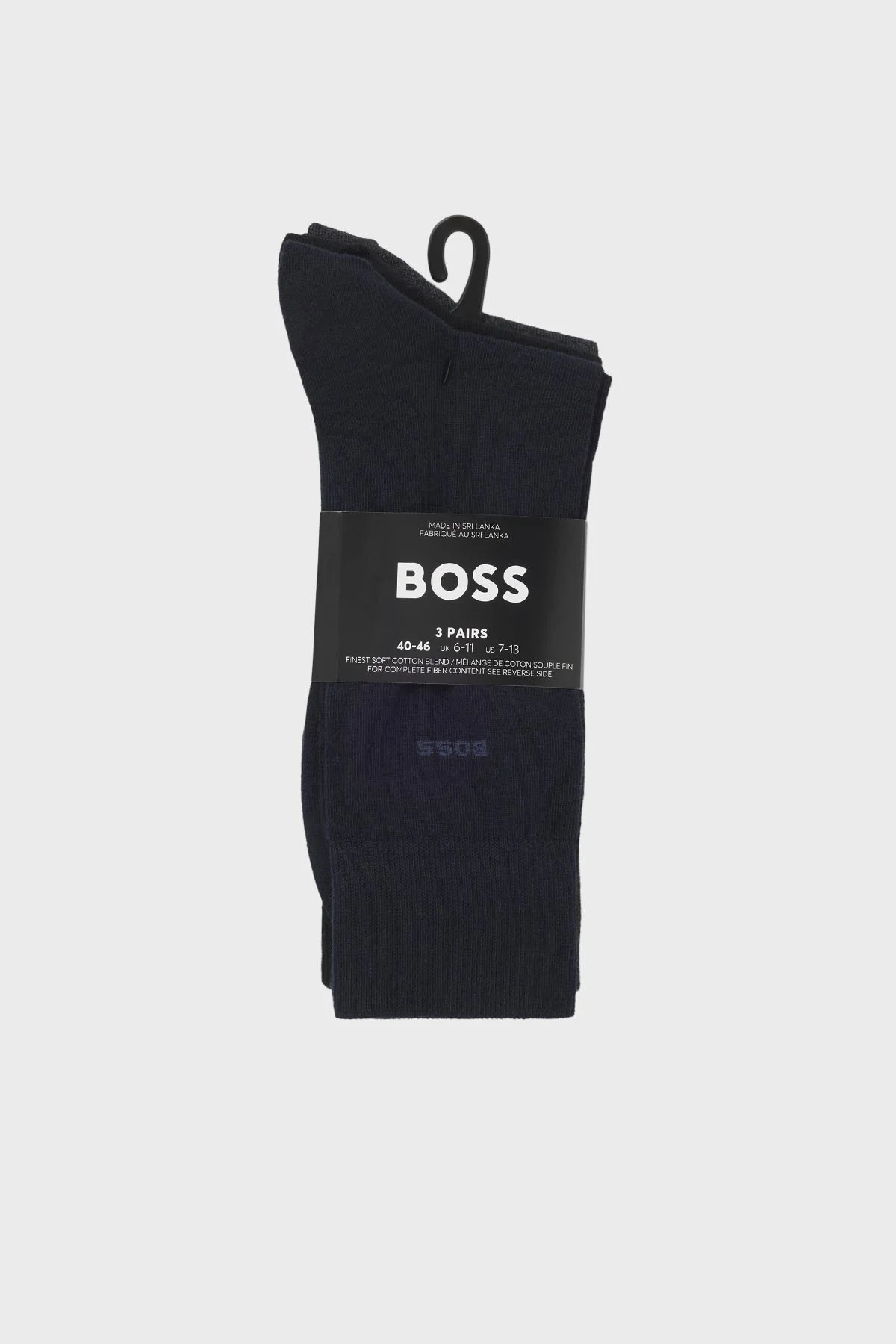 Boss Streç Pamuku Logolu Uzun 3 Pack Erkek Çorap 50469839 968 Siyah-Gri-Antrasit - 3