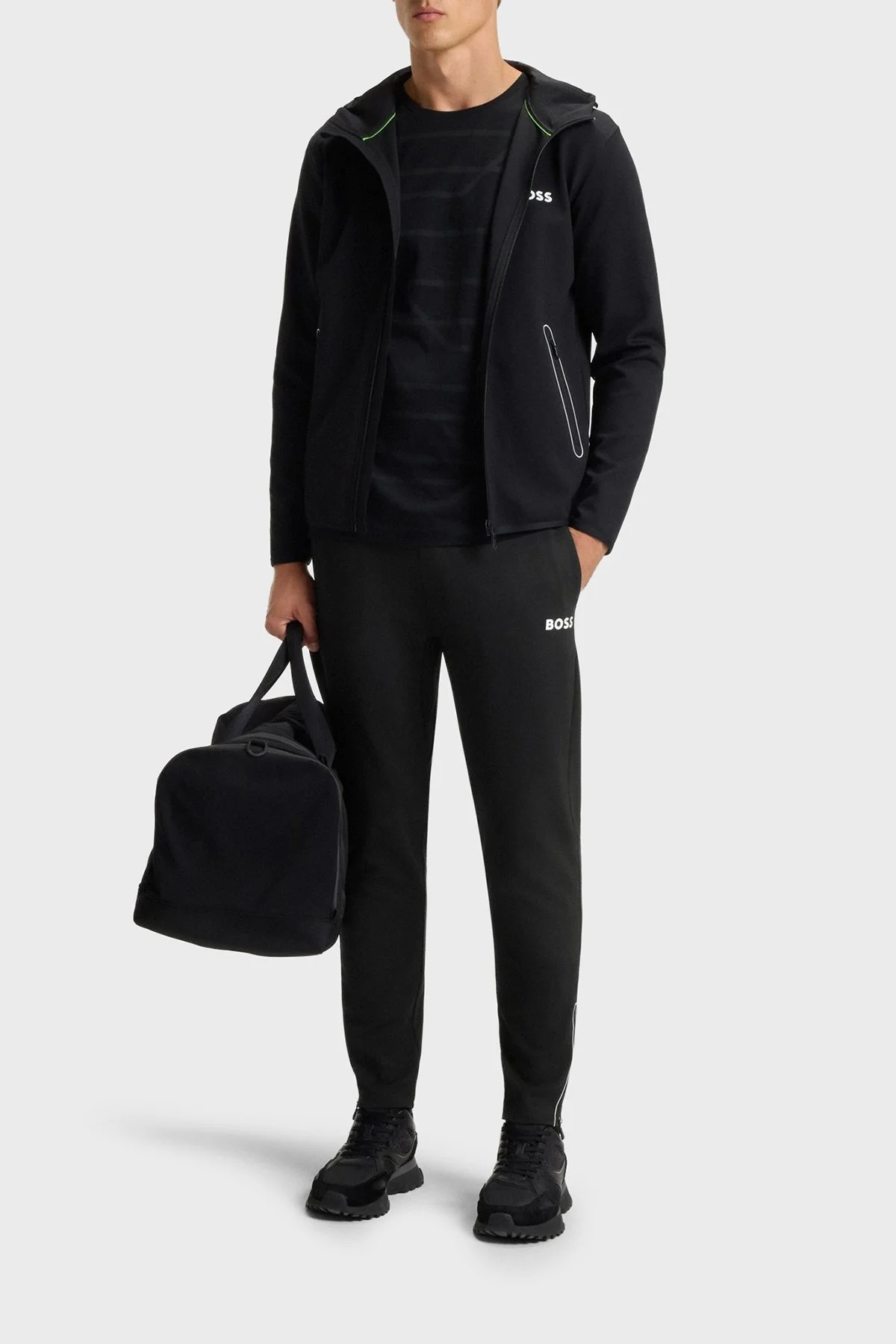 Boss Streç Regular Fit Normal Bel Fermuarlı Düz Paça Jogger Erkek Pantolon 50542940 001 SİYAH - 1