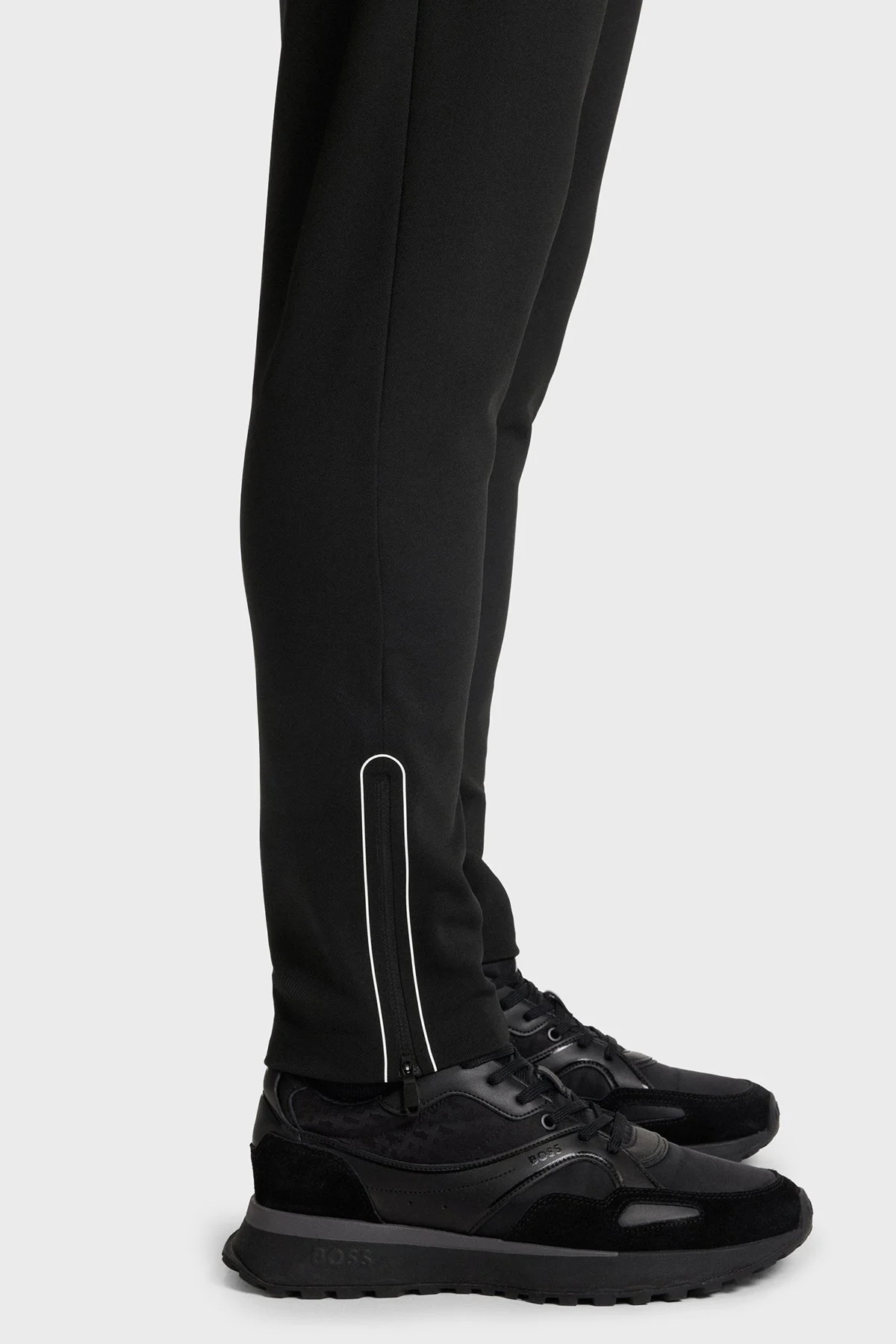 Boss Streç Regular Fit Normal Bel Fermuarlı Düz Paça Jogger Erkek Pantolon 50542940 001 SİYAH - 4