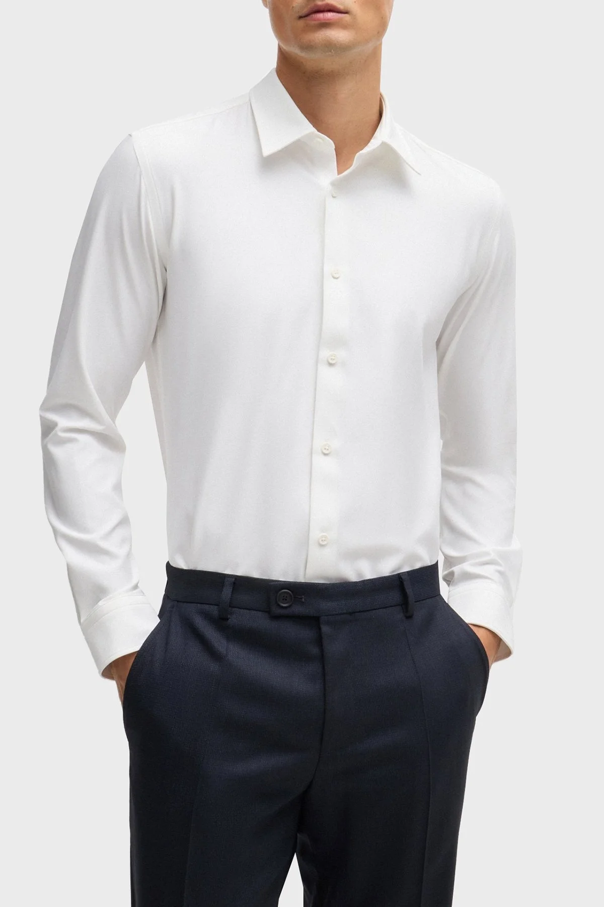 Boss Streç Slim Fit Erkek Gömlek 50520119 100 BEYAZ - 1